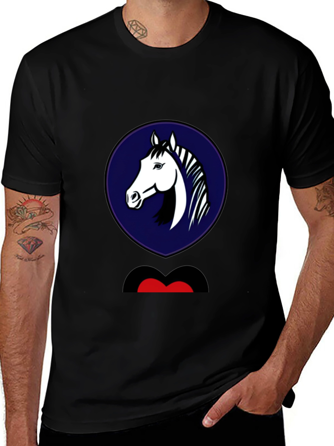 Horse Head Graphic Tee - Mens Black T-Shirt