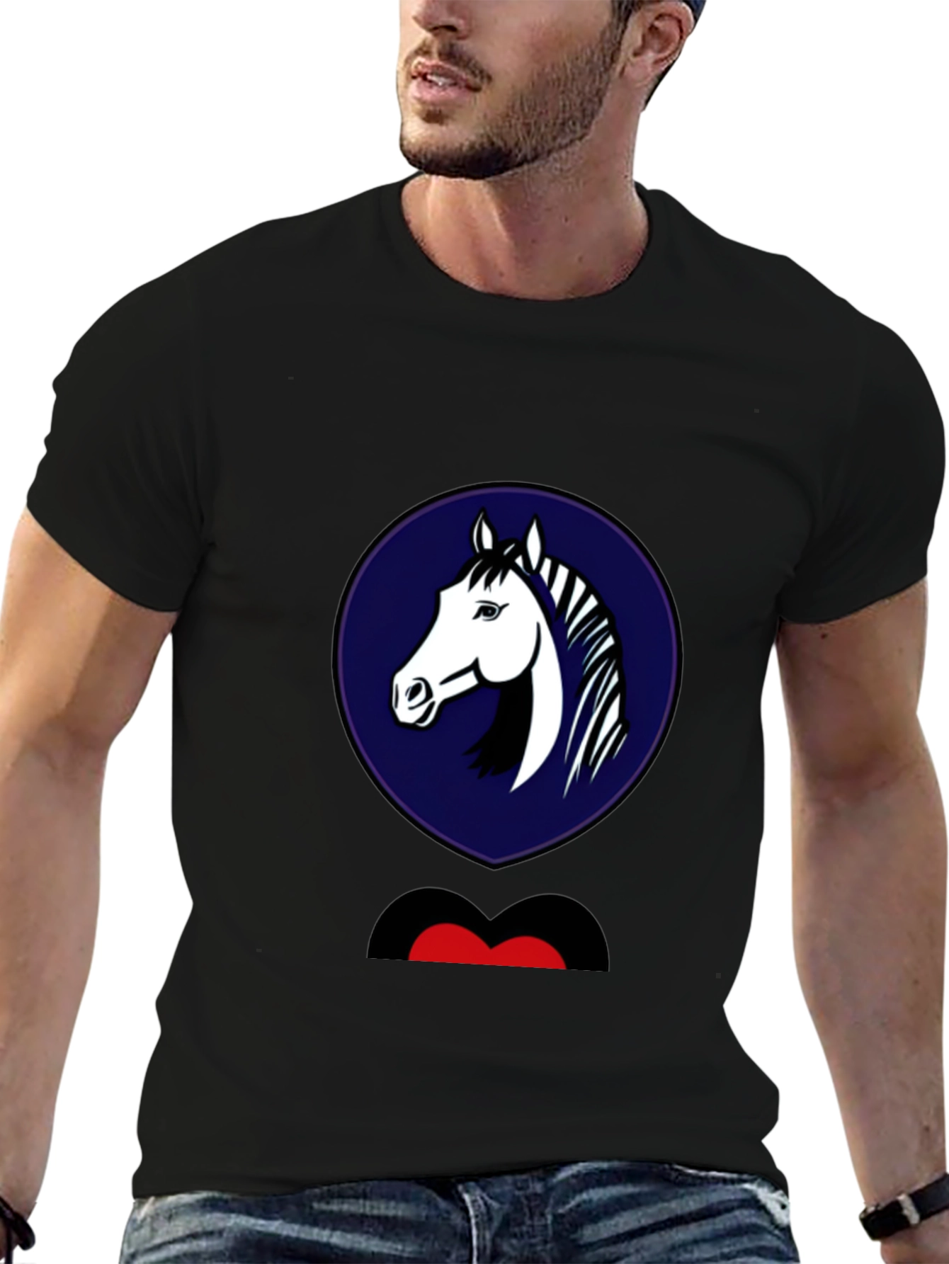 Horse Head Graphic Tee - Mens Black T-Shirt