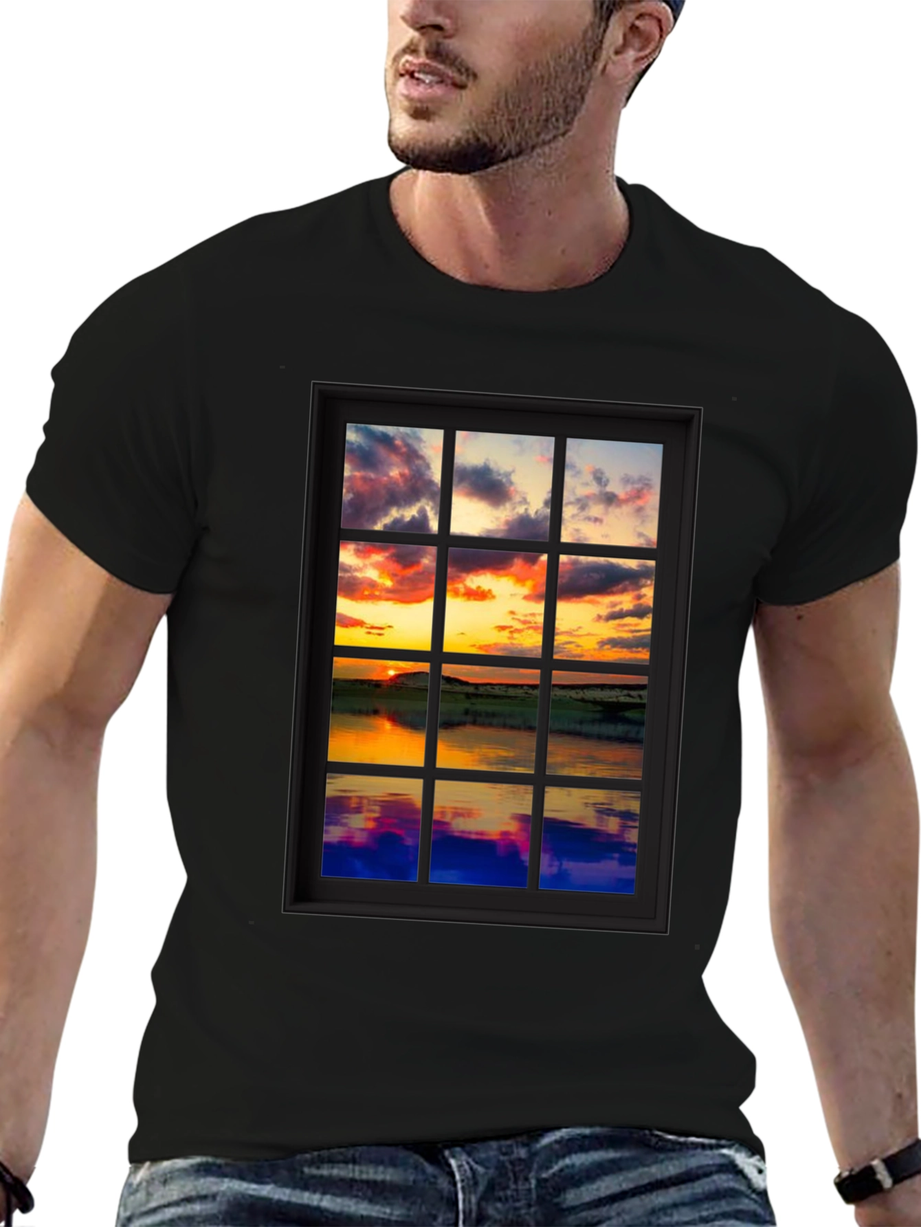 Sunset Window Graphic Tee - Unique Design