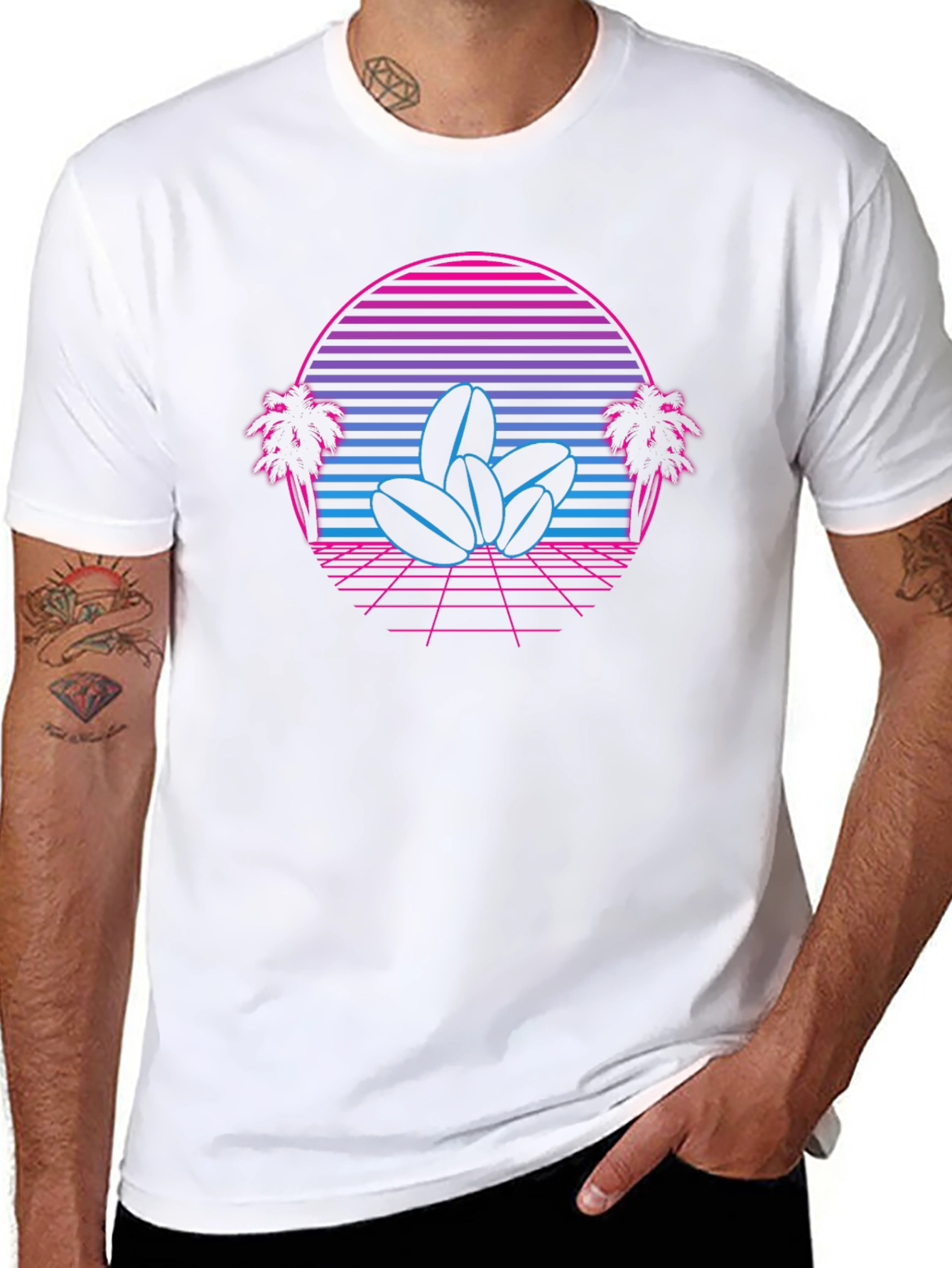 Retro Coffee Bean Sunset Graphic Tee