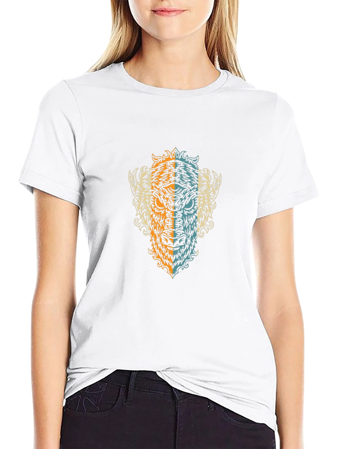 Cool Graphic Tee - Bison Head Design