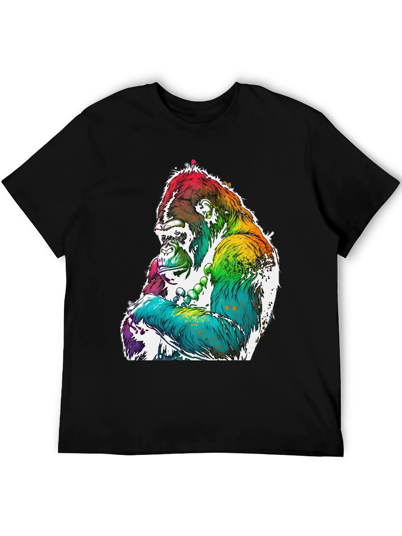 Rainbow Gorilla Graphic Tee - Mens Black T-Shirt