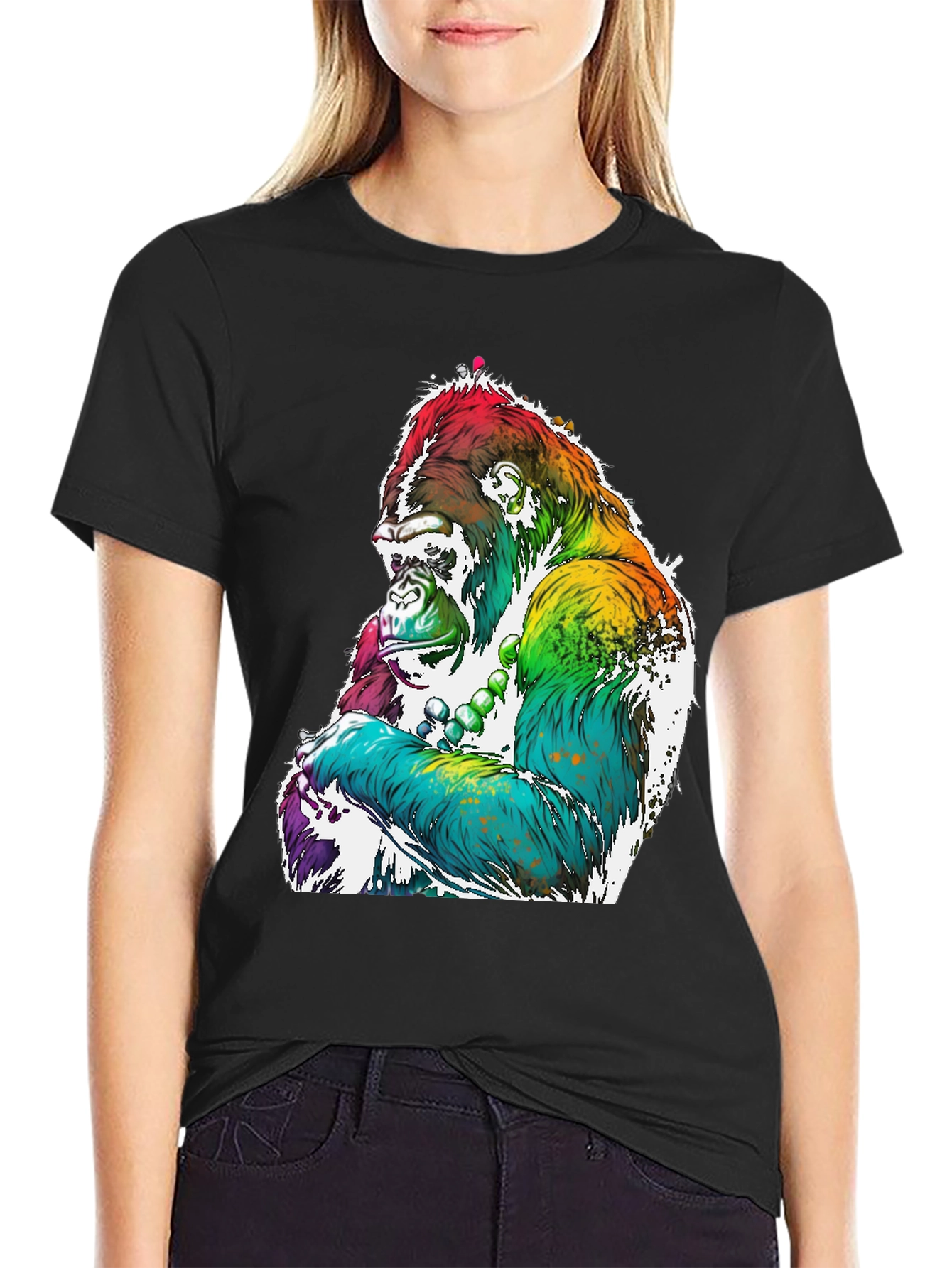 Rainbow Gorilla Graphic Tee - Mens Black T-Shirt