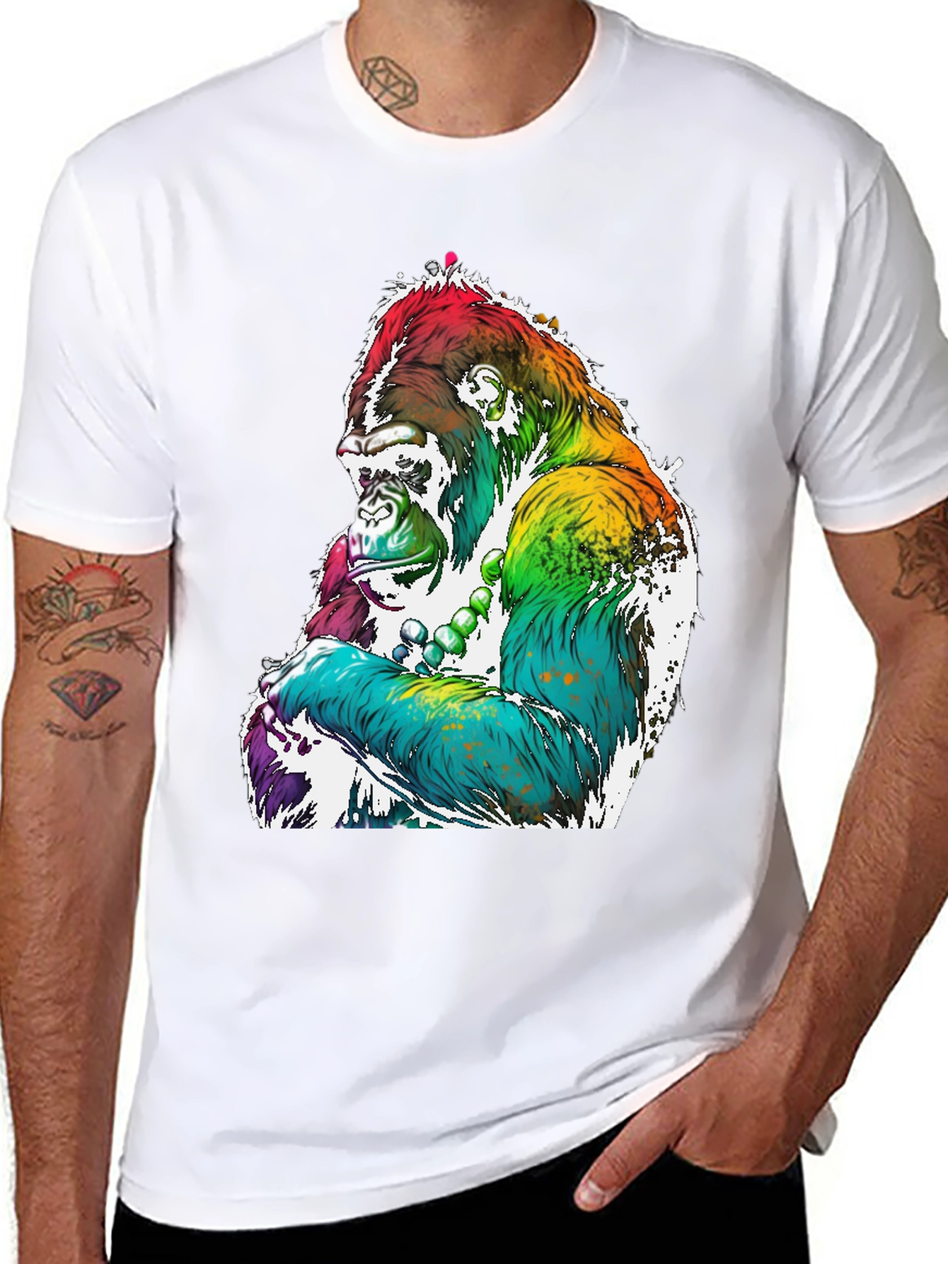 Rainbow Gorilla Graphic Tee - Mens Black T-Shirt