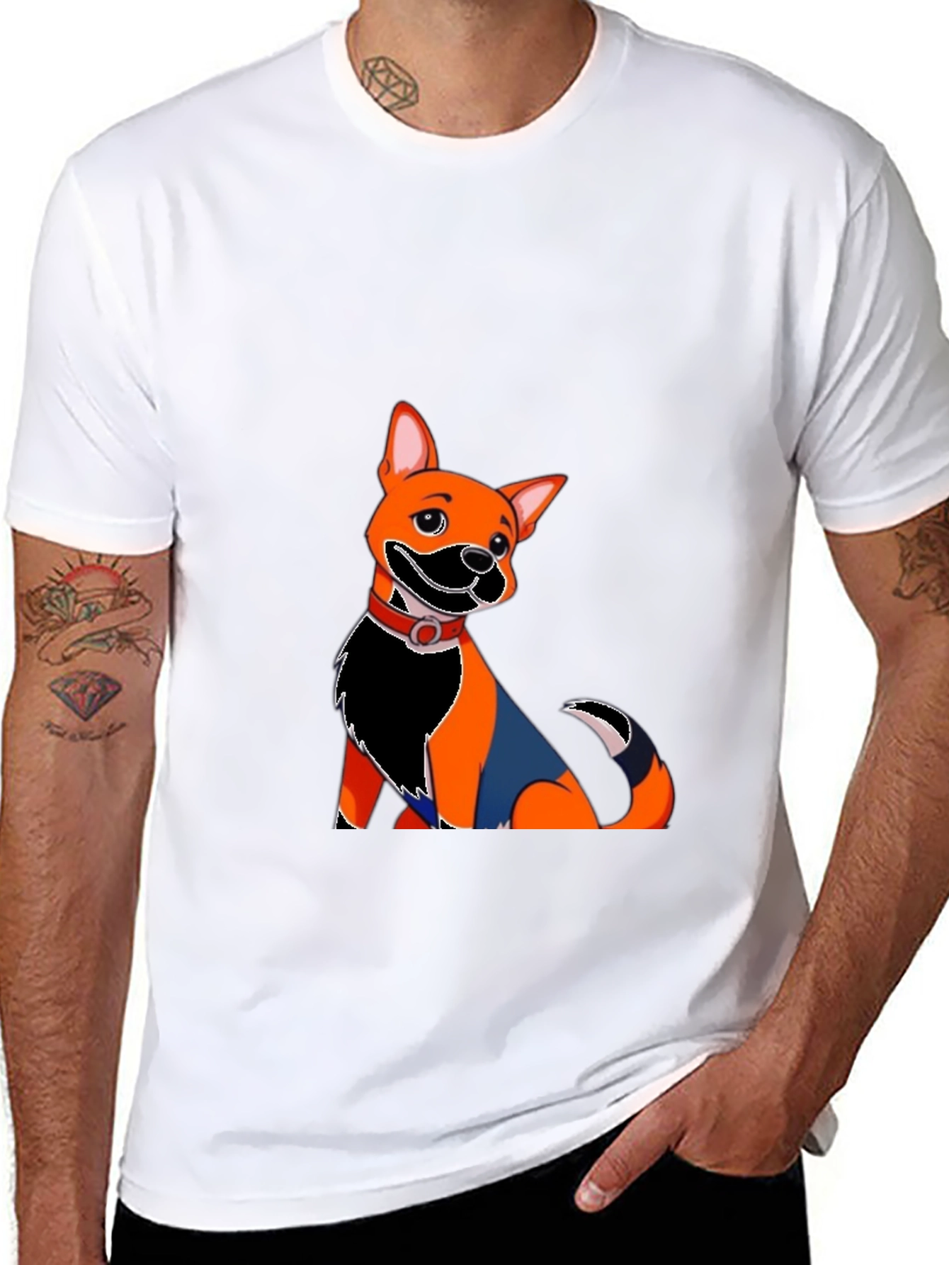 Dog Cartoon Graphic Black T-Shirt