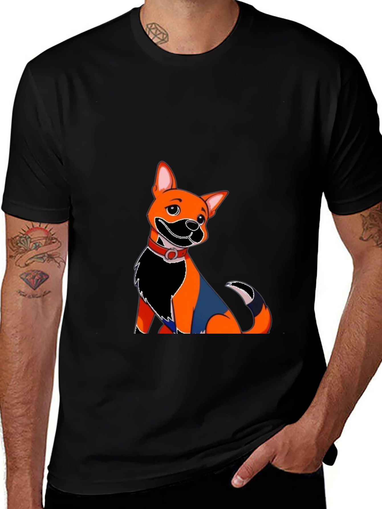 Dog Cartoon Graphic Black T-Shirt