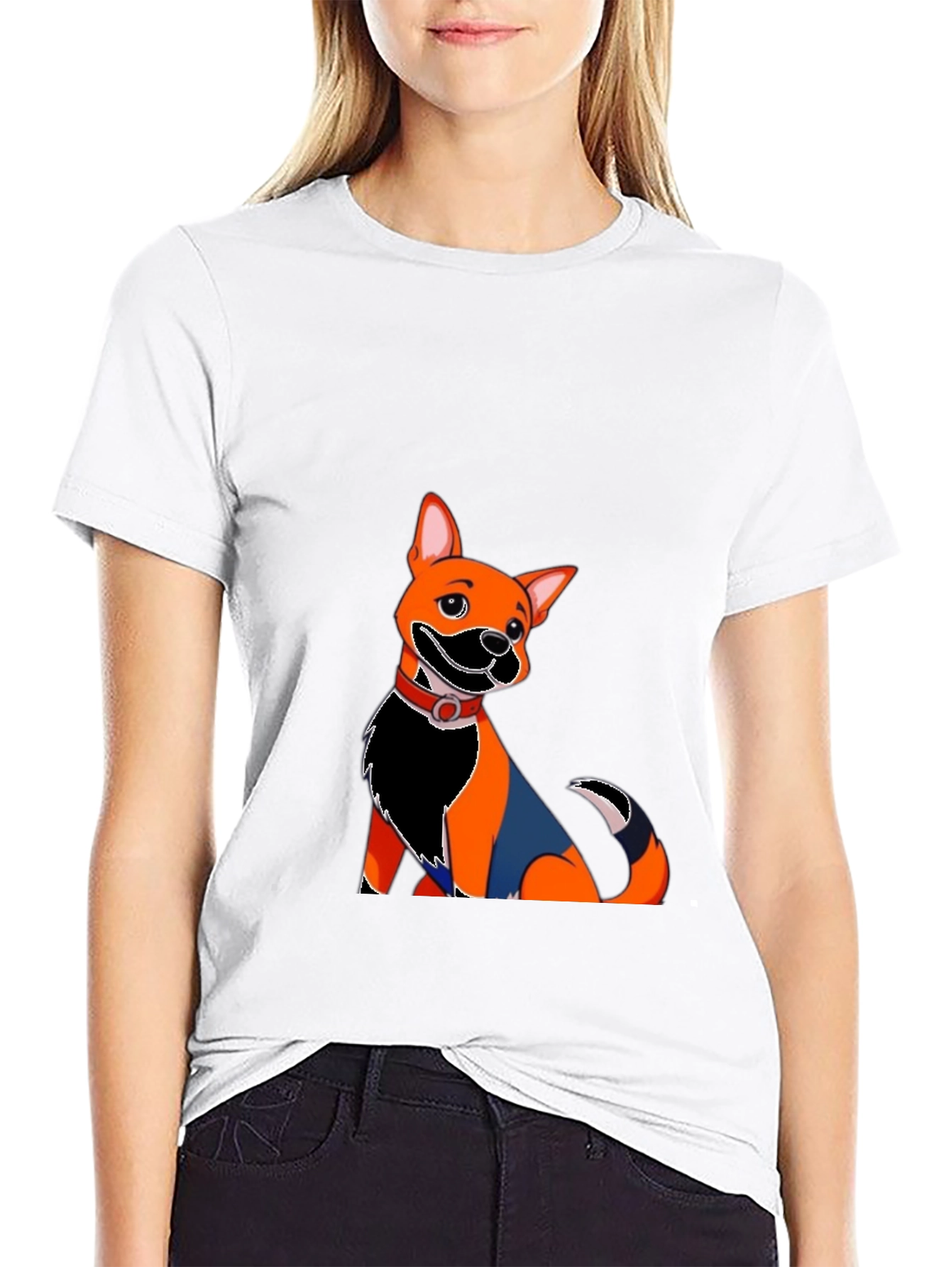 Dog Cartoon Graphic Black T-Shirt