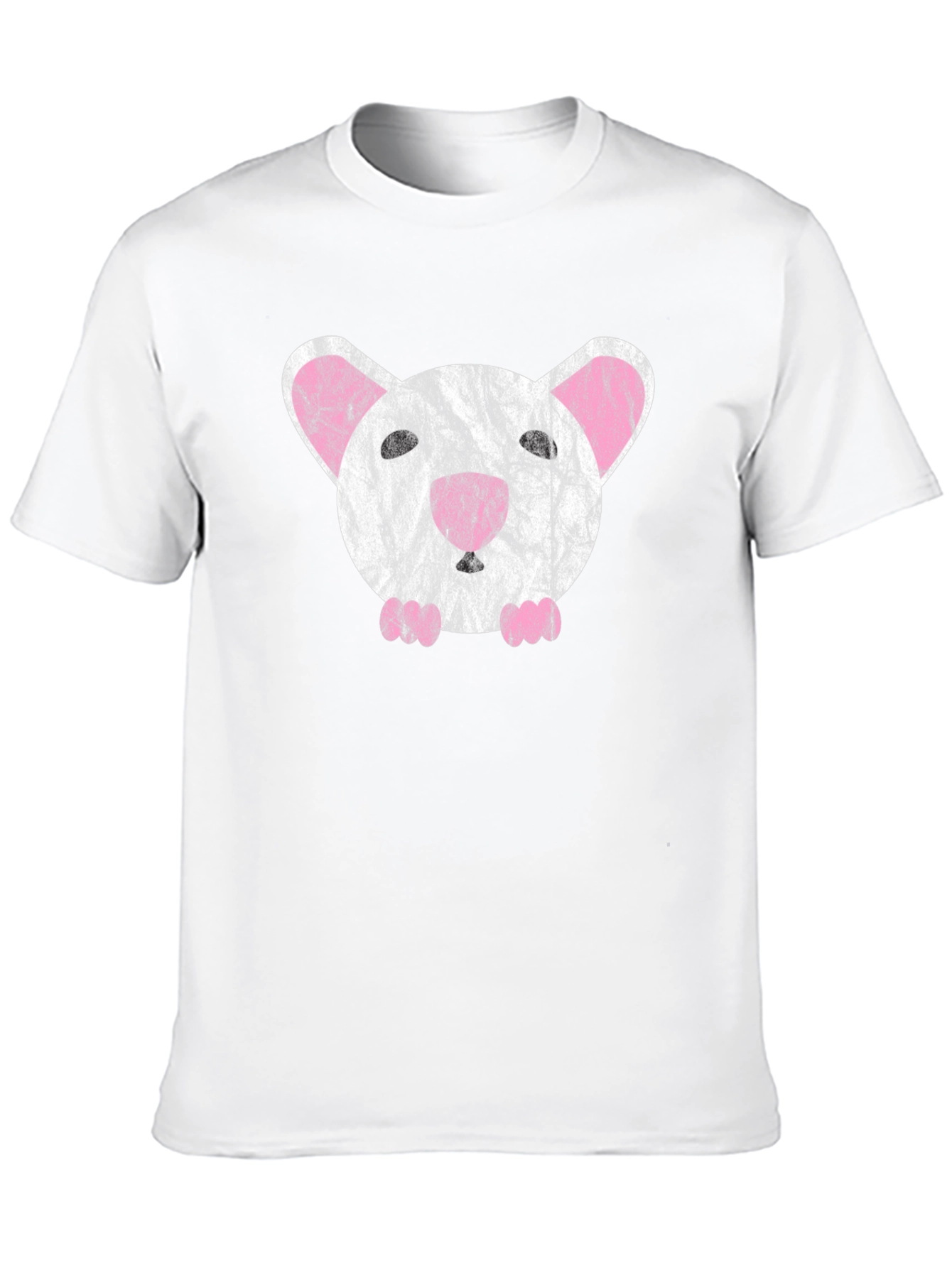 Cute Distressed Mouse Graphic T-Shirt - Black