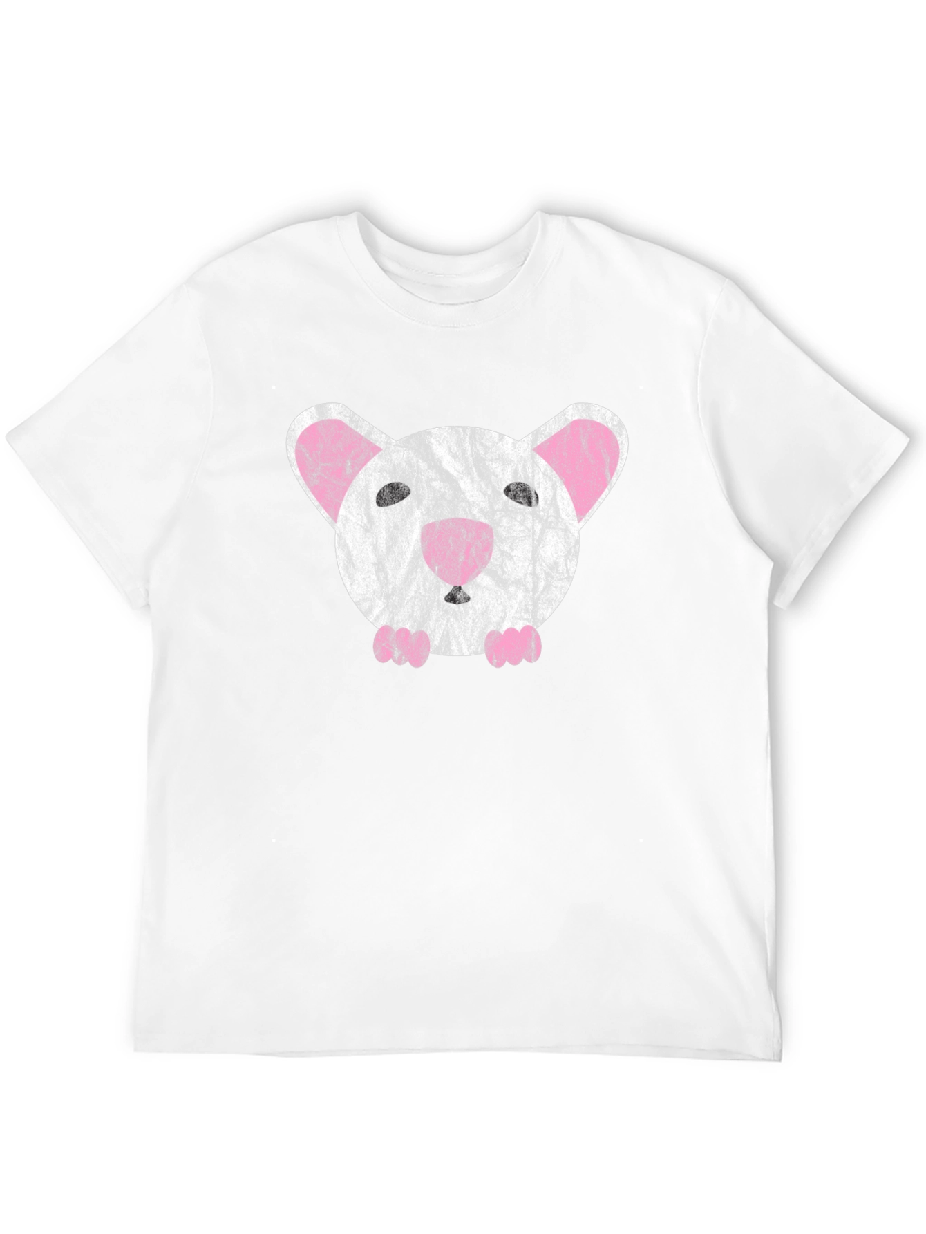Cute Distressed Mouse Graphic T-Shirt - Black