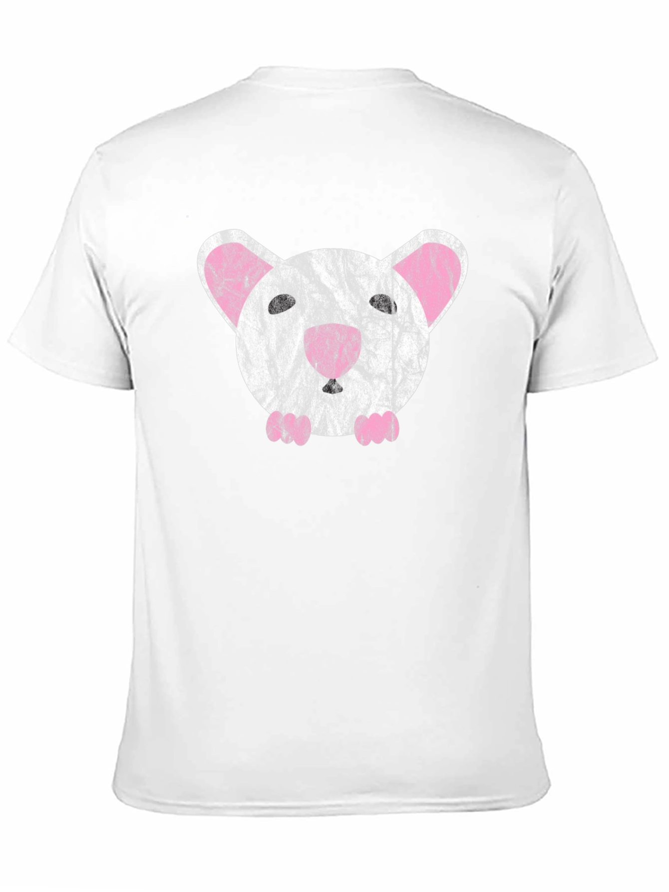 Cute Distressed Mouse Graphic T-Shirt - Black