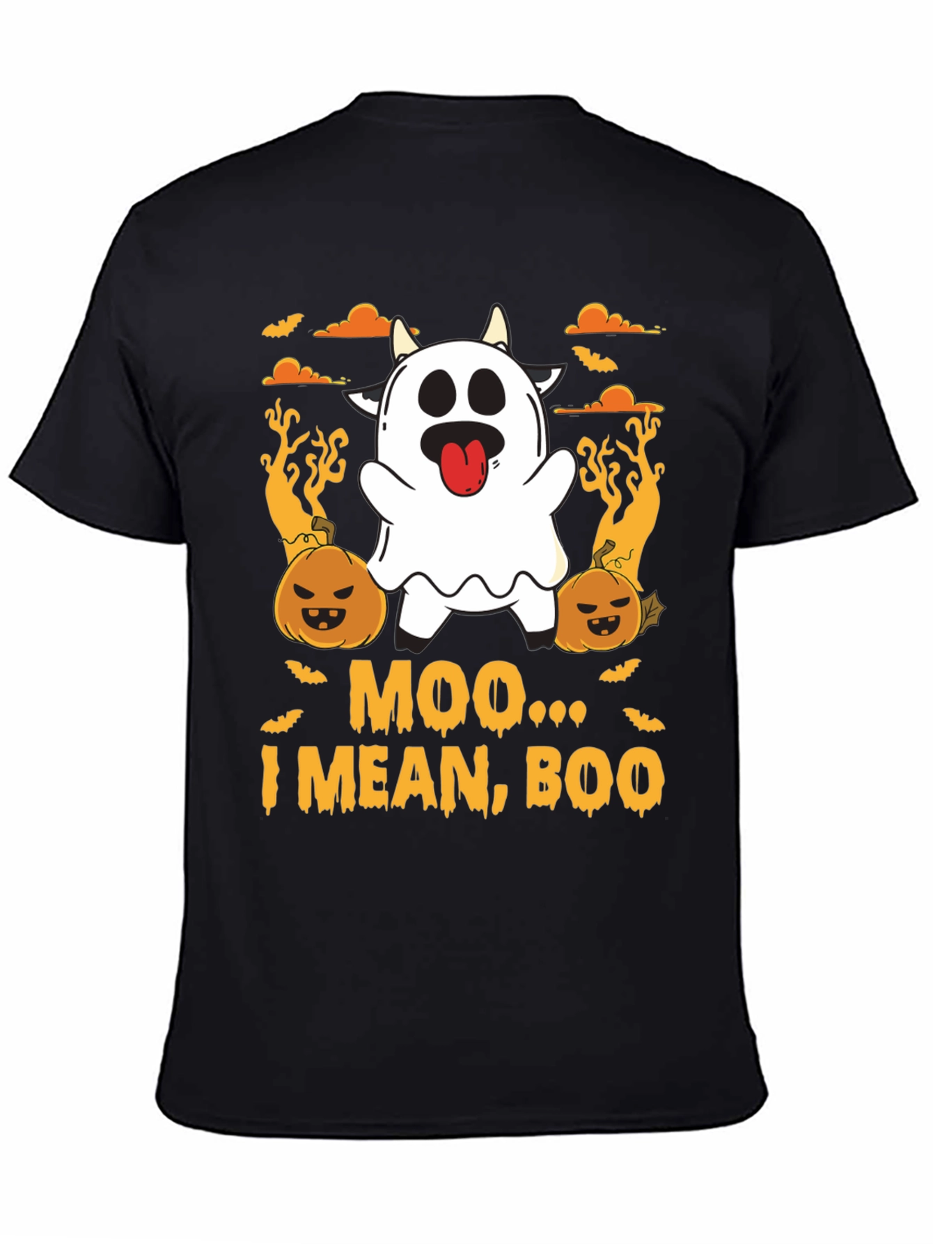 Moo I Mean Boo Ghost Cow Halloween T-Shirt