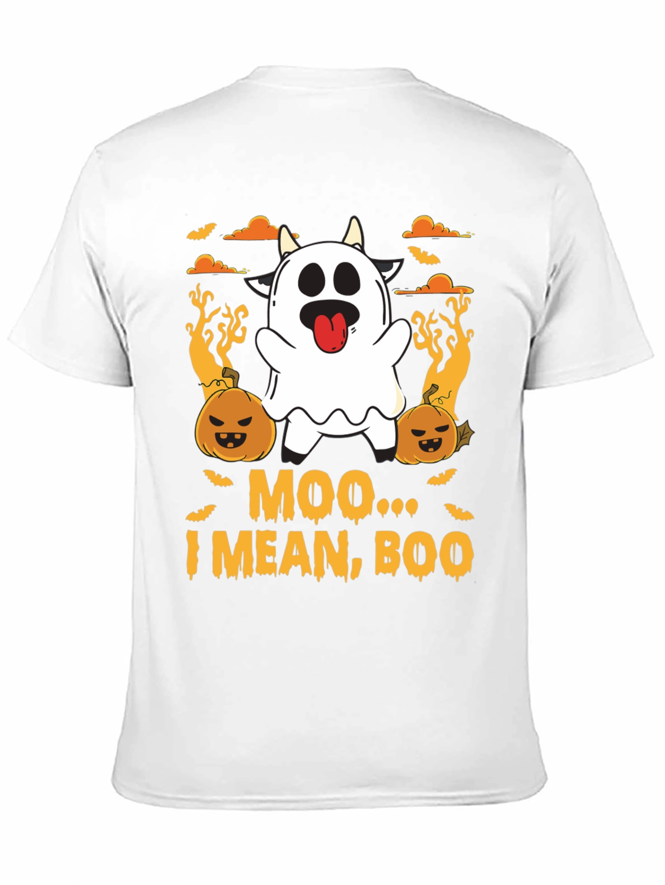 Moo I Mean Boo Ghost Cow Halloween T-Shirt