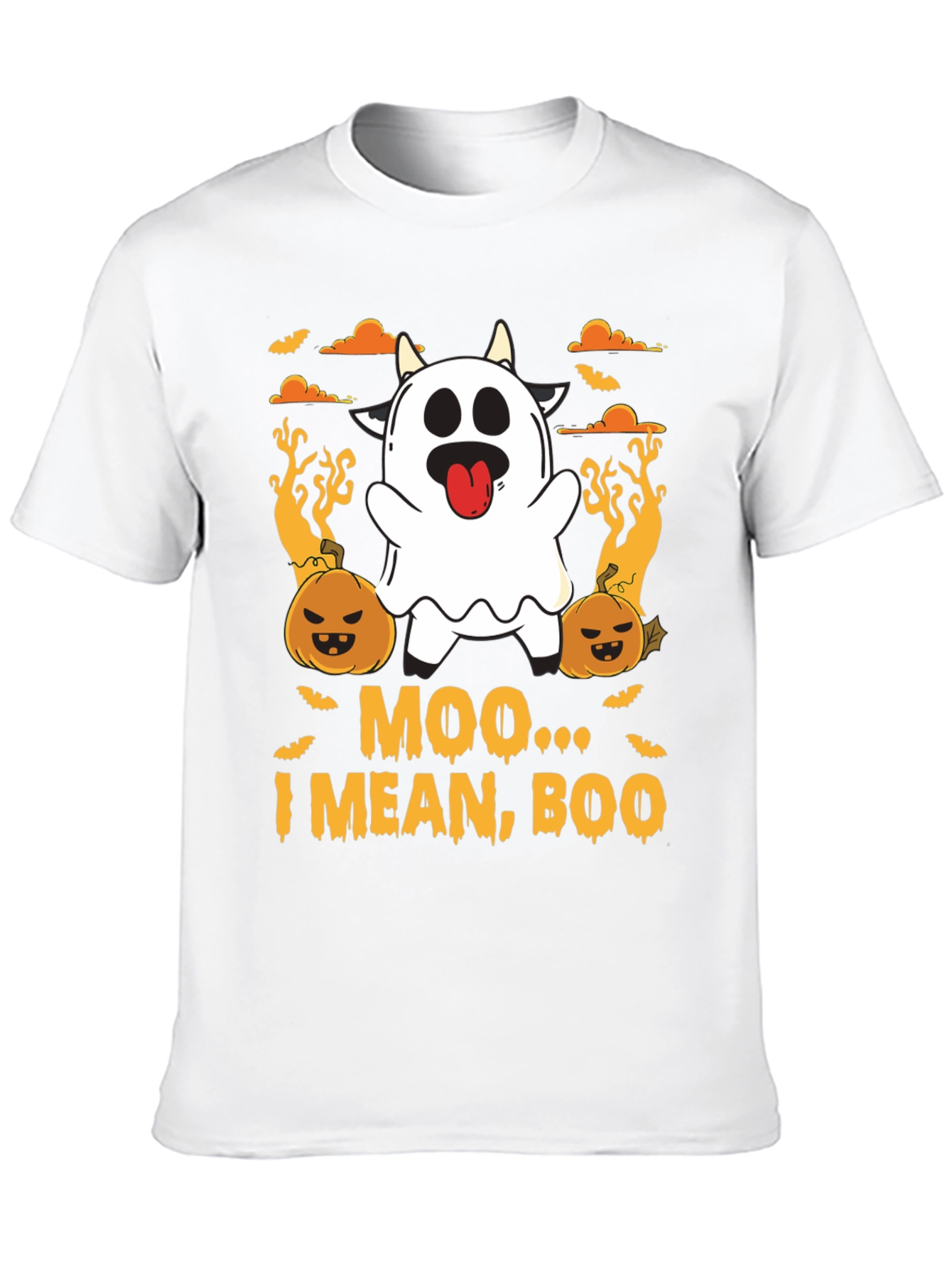 Moo I Mean Boo Ghost Cow Halloween T-Shirt