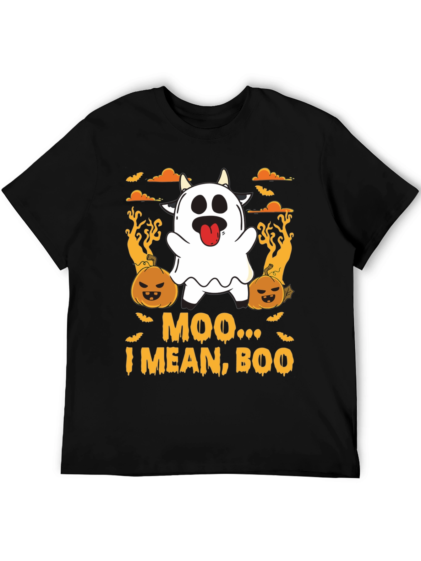 Moo I Mean Boo Ghost Cow Halloween T-Shirt