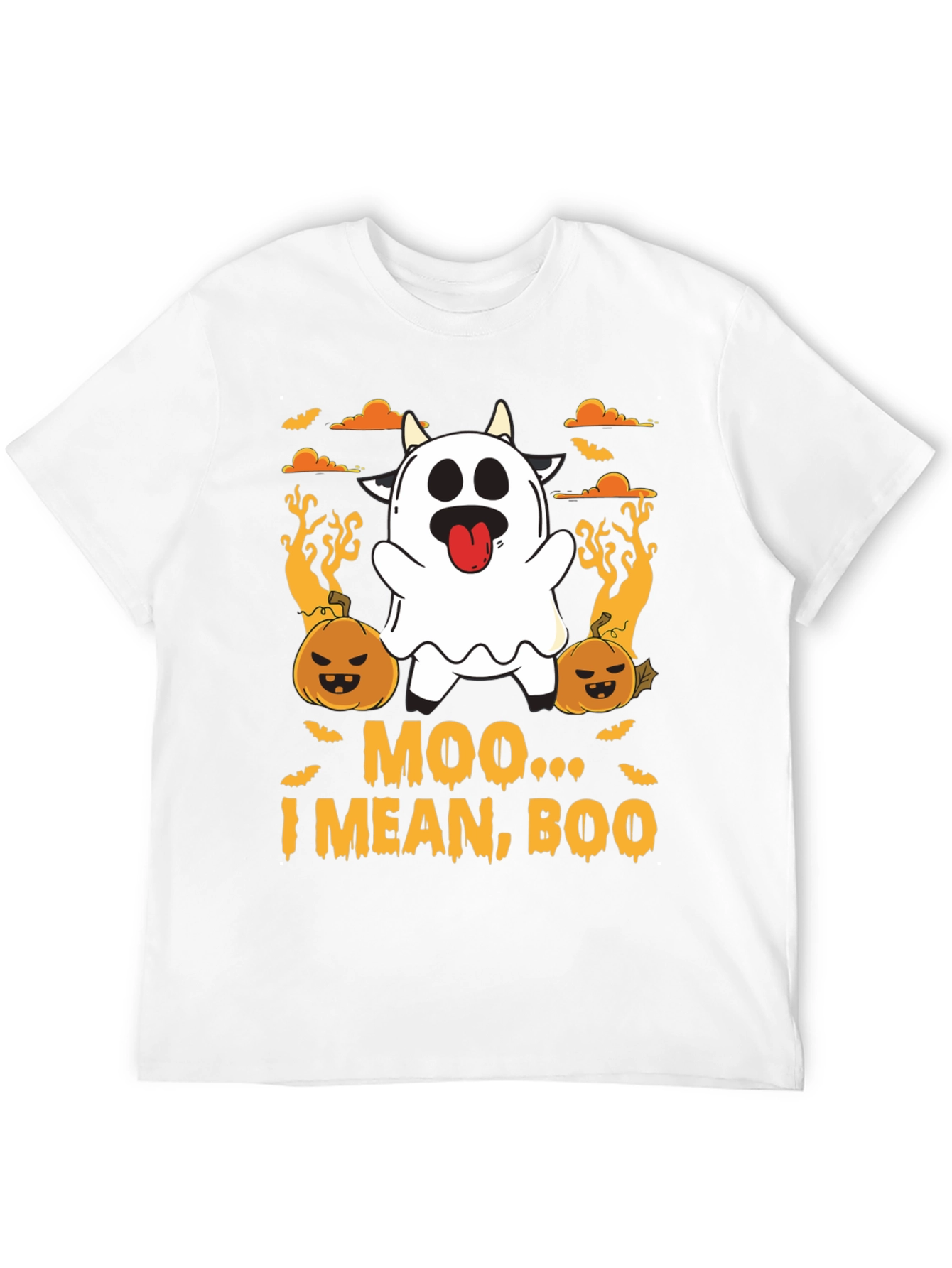 Moo I Mean Boo Ghost Cow Halloween T-Shirt