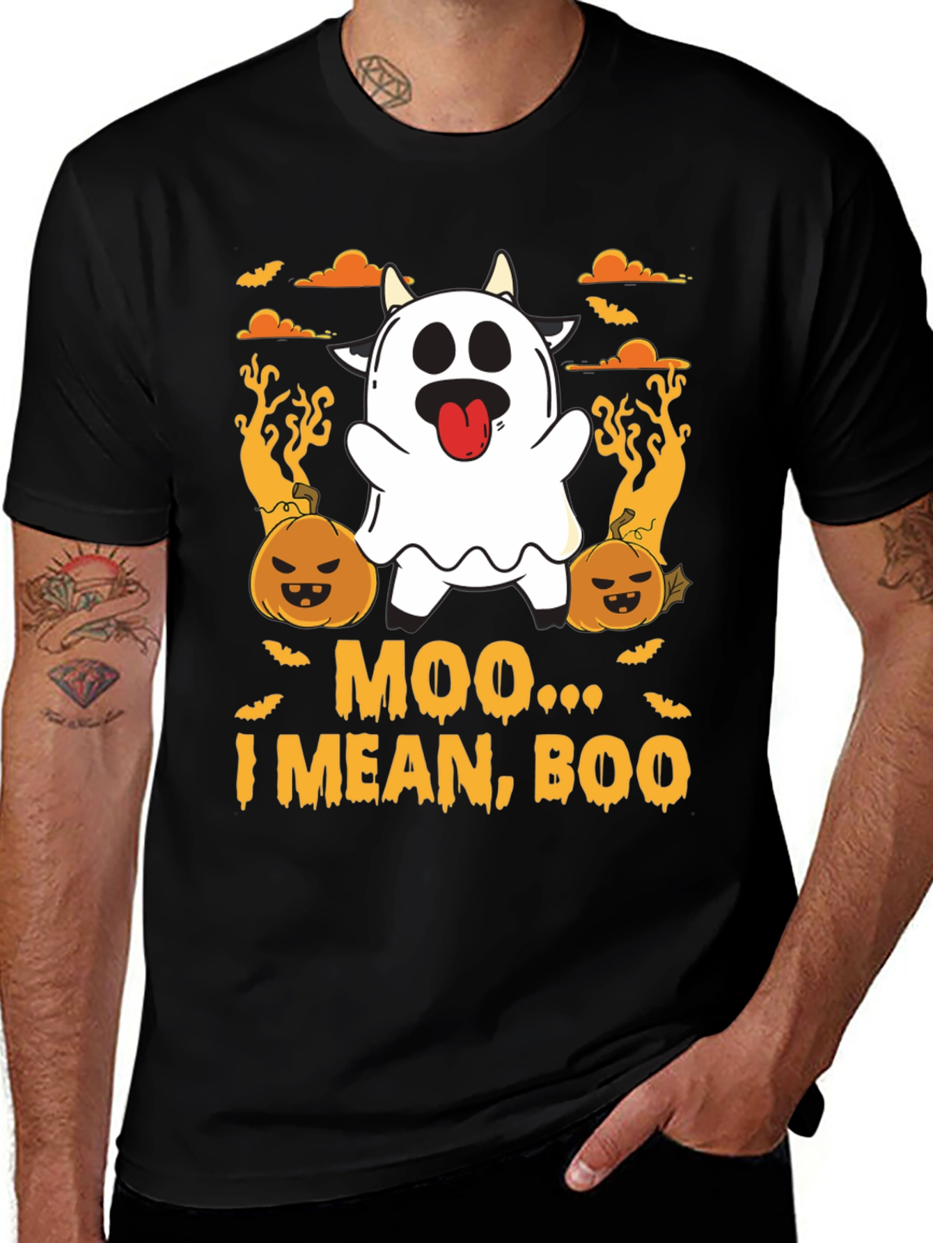 Moo I Mean Boo Ghost Cow Halloween T-Shirt