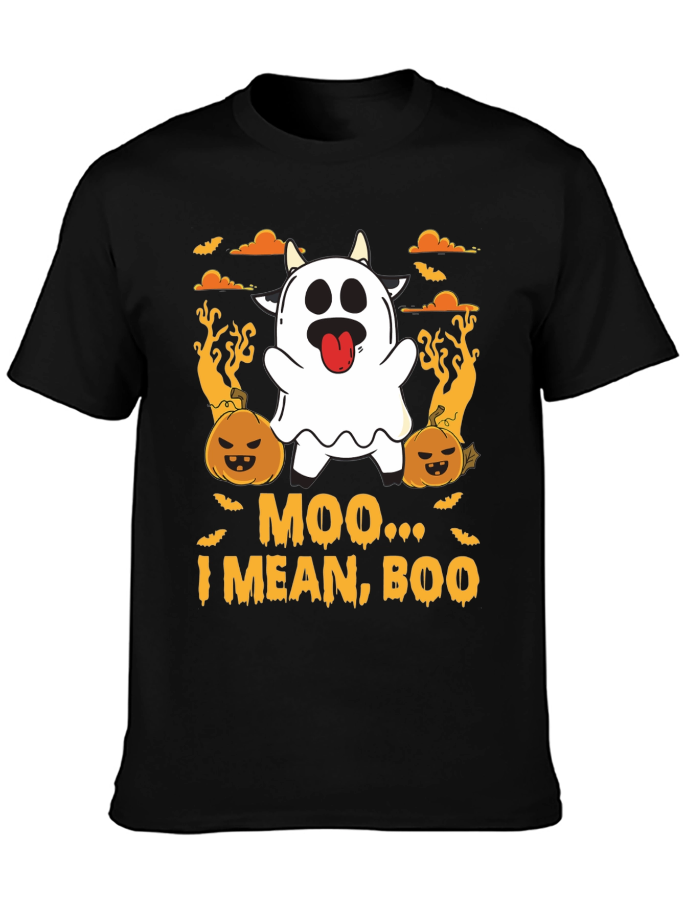 Moo I Mean Boo Ghost Cow Halloween T-Shirt