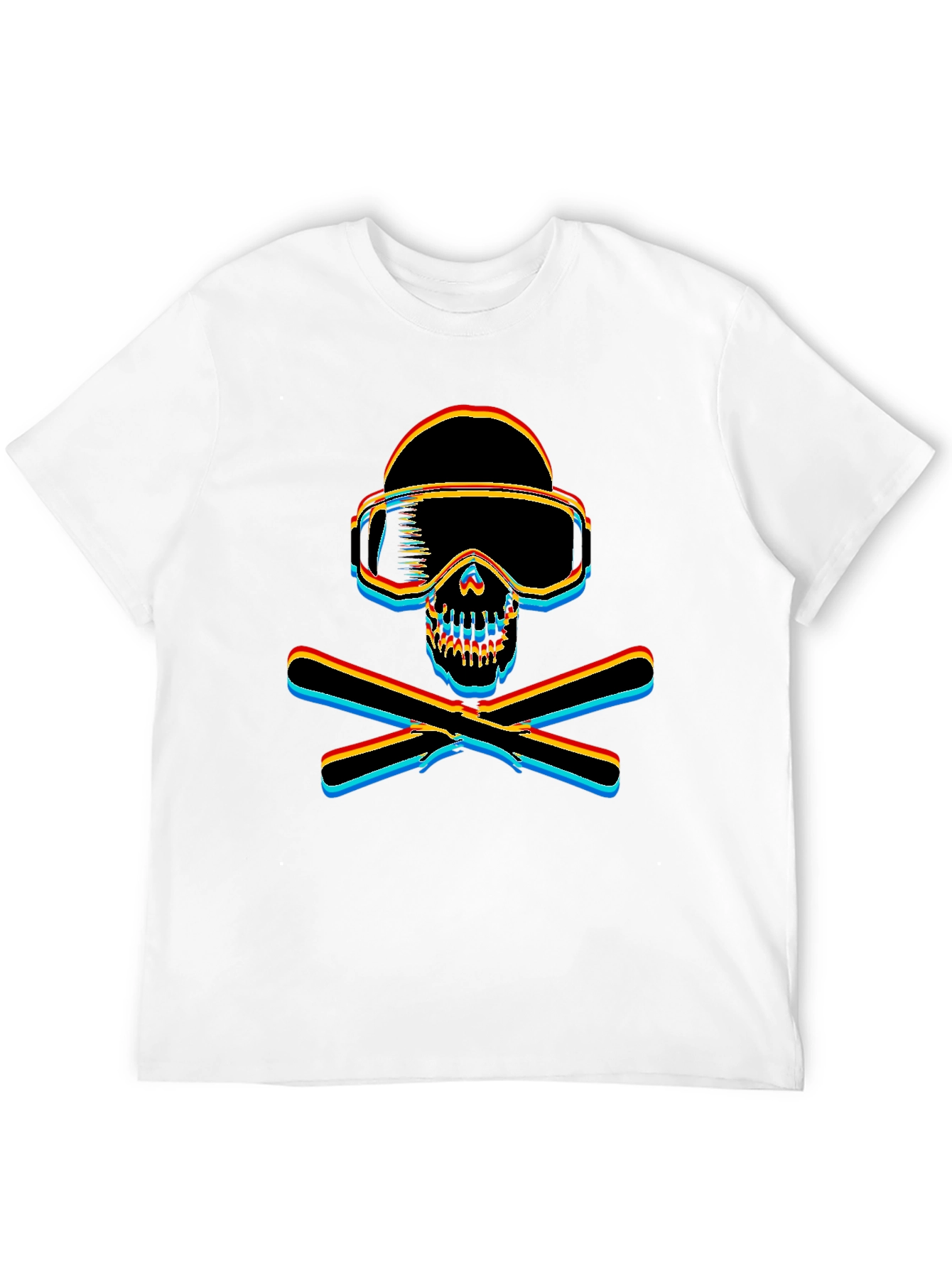 Ski Skull Graphic Tee - Black Cotton T-Shirt