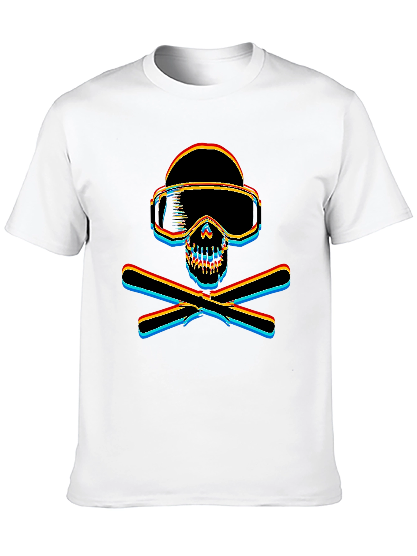 Ski Skull Graphic Tee - Black Cotton T-Shirt