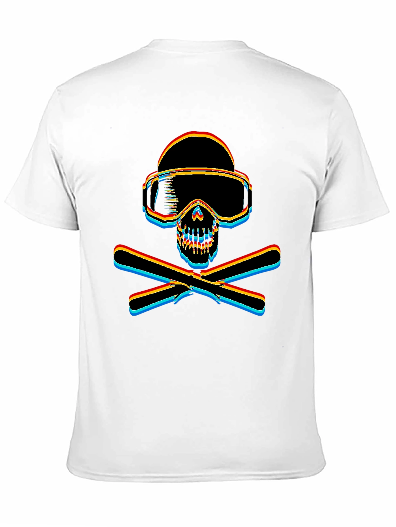 Ski Skull Graphic Tee - Black Cotton T-Shirt