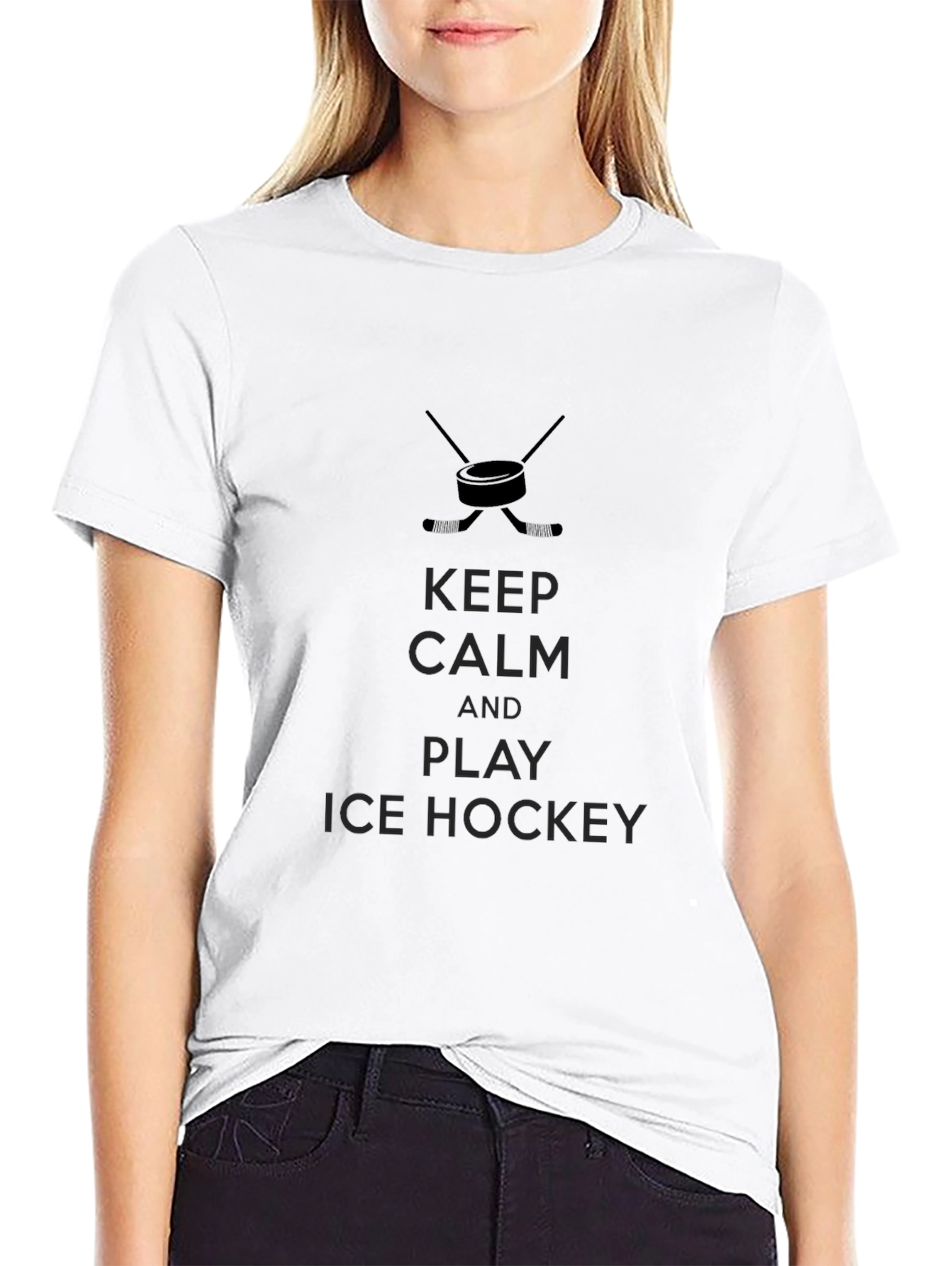 Keep Calm and Play Ice Hockey Black T-Shirt