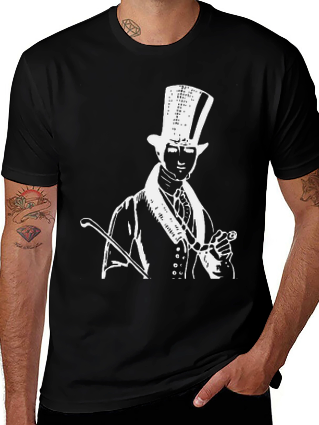Top Hat Man Graphic Tee - Black