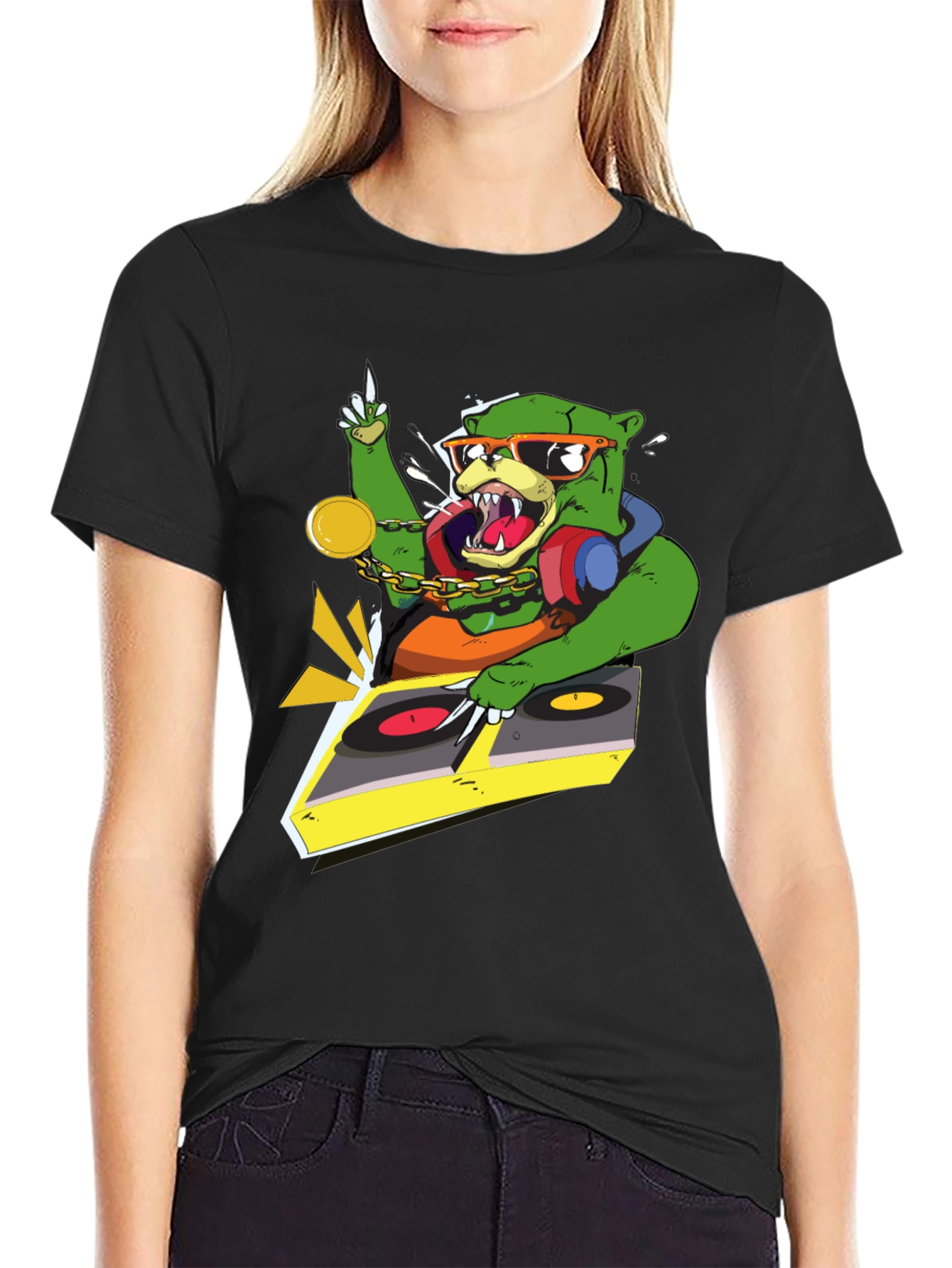 DJ Bear Graphic T-Shirt - Cool Animal Design