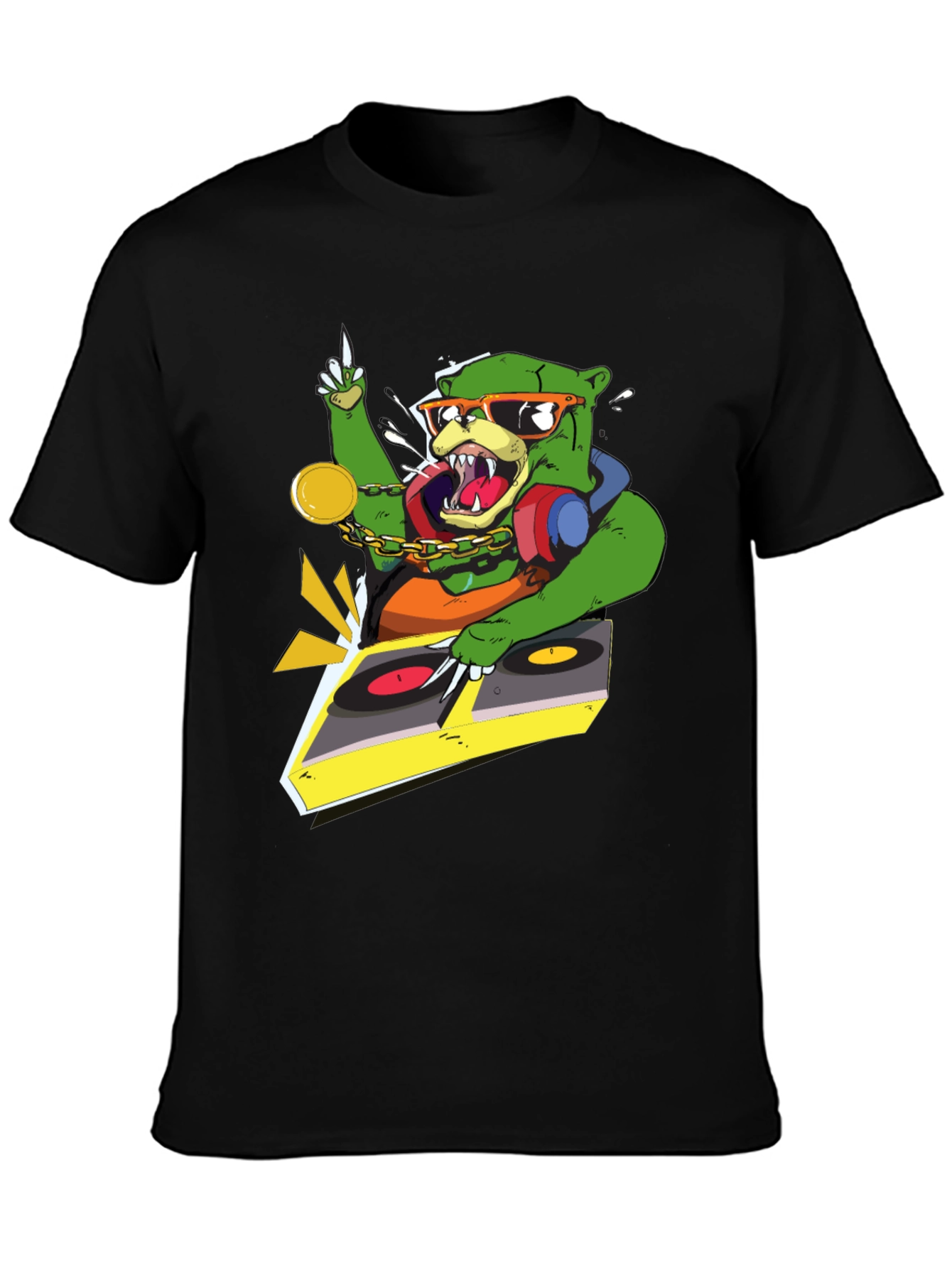 DJ Bear Graphic T-Shirt - Cool Animal Design