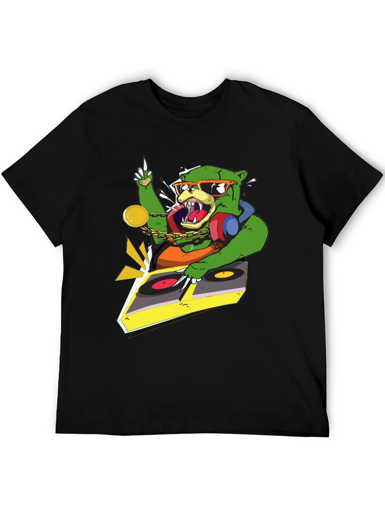 DJ Bear Graphic T-Shirt - Cool Animal Design