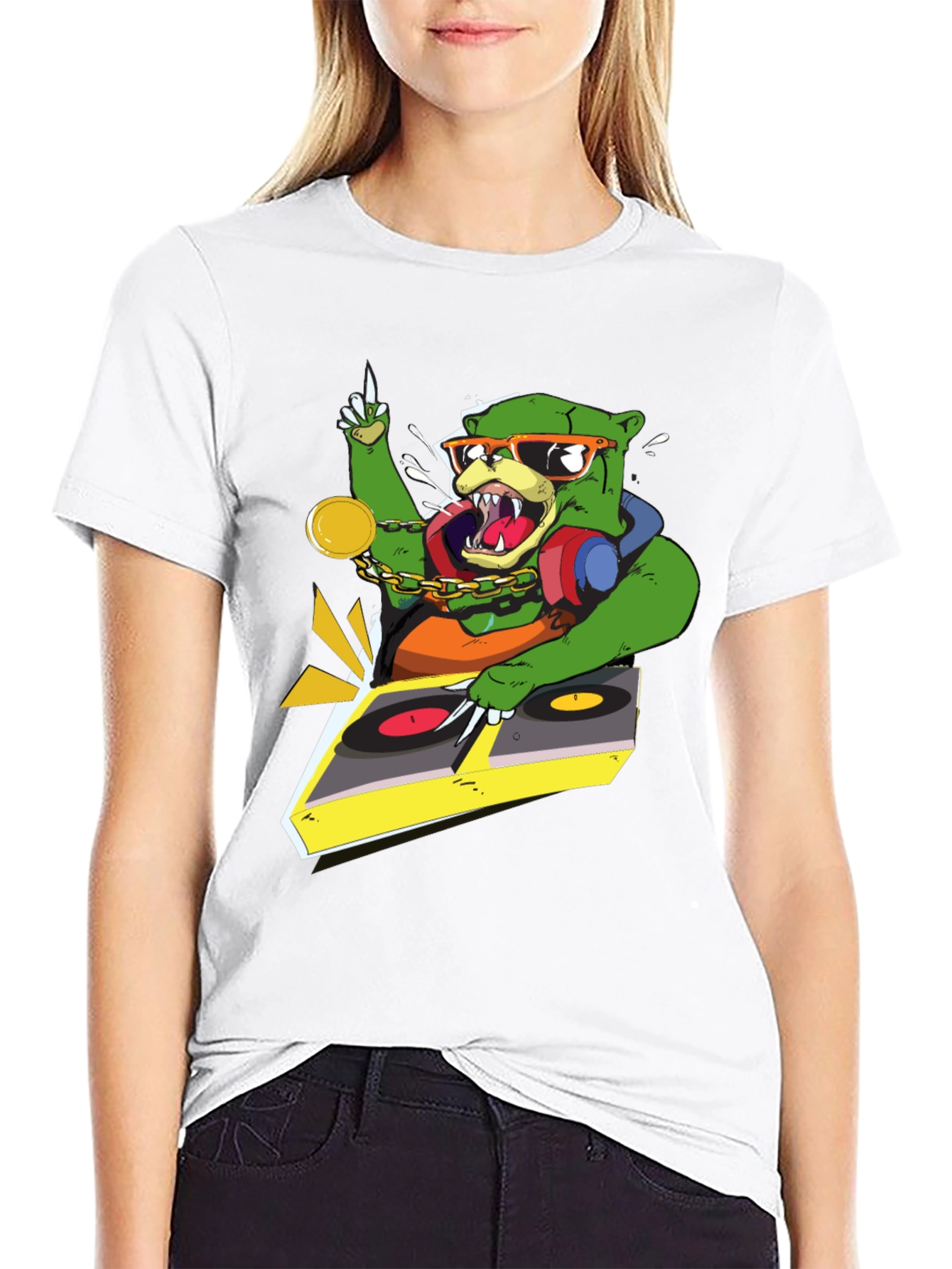 DJ Bear Graphic T-Shirt - Cool Animal Design