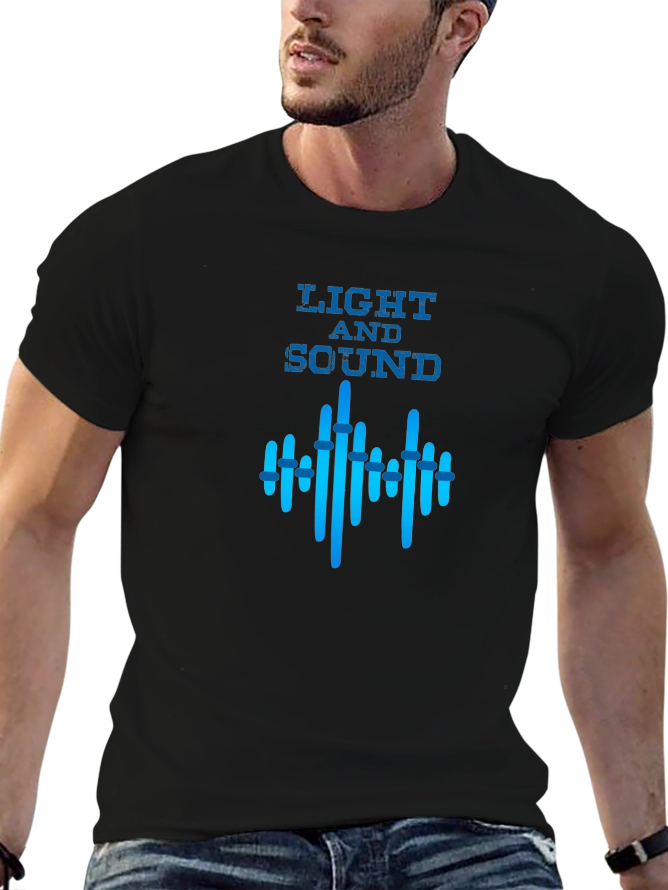 Light and Sound Graphic Black T-Shirt