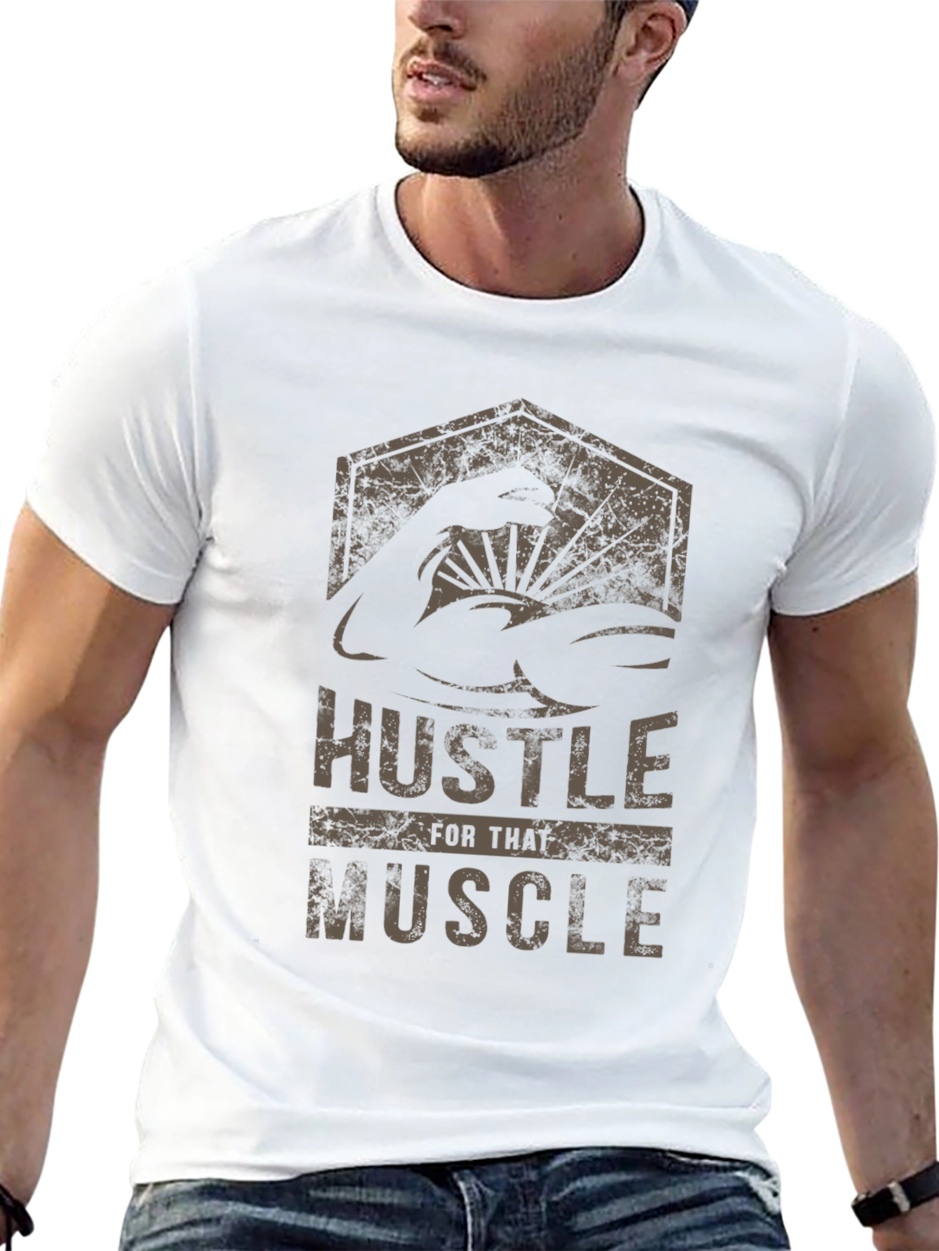 Hustle for That Muscle Graphic Print T-Shirt