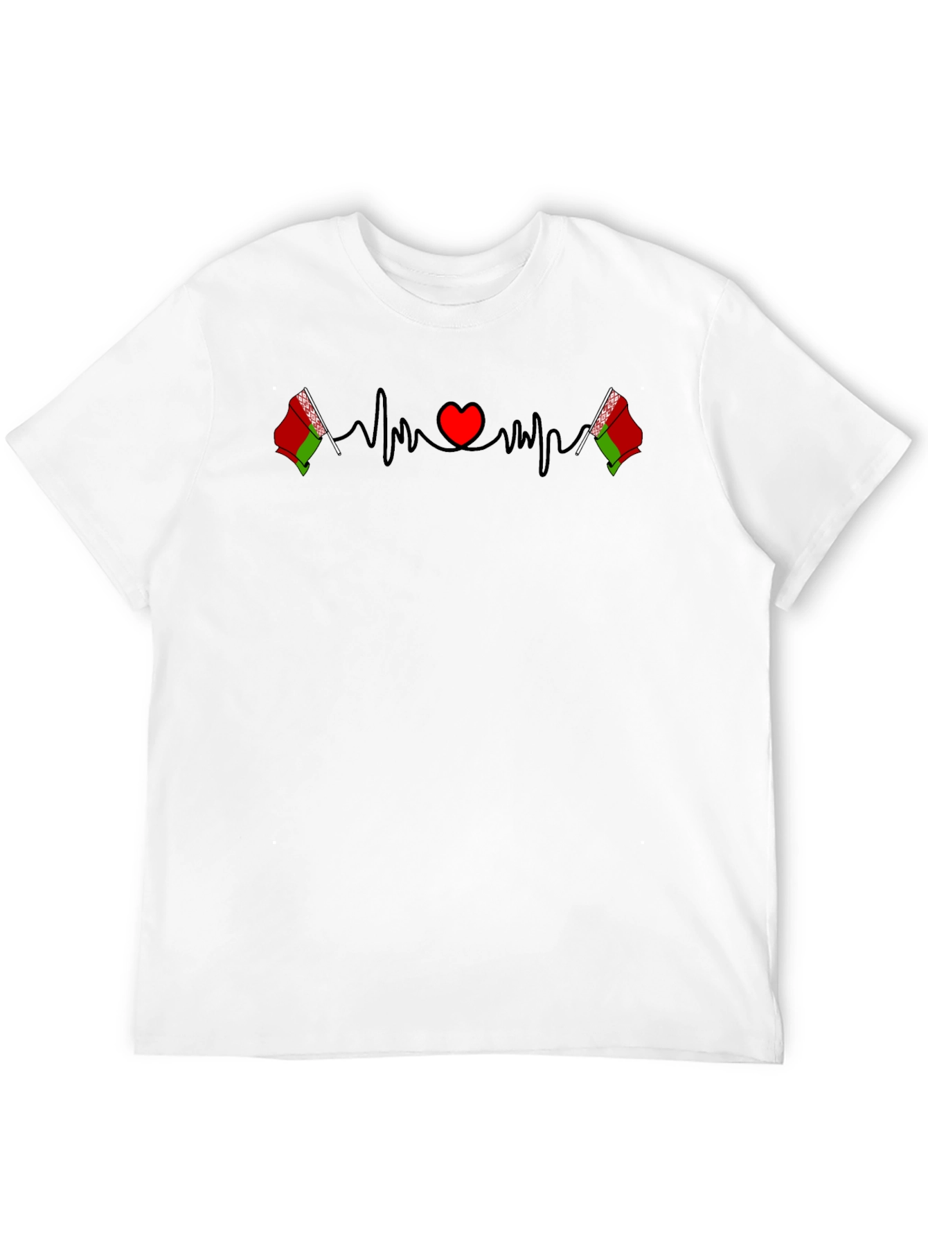 Belarus Heartbeat Flag Black T-Shirt