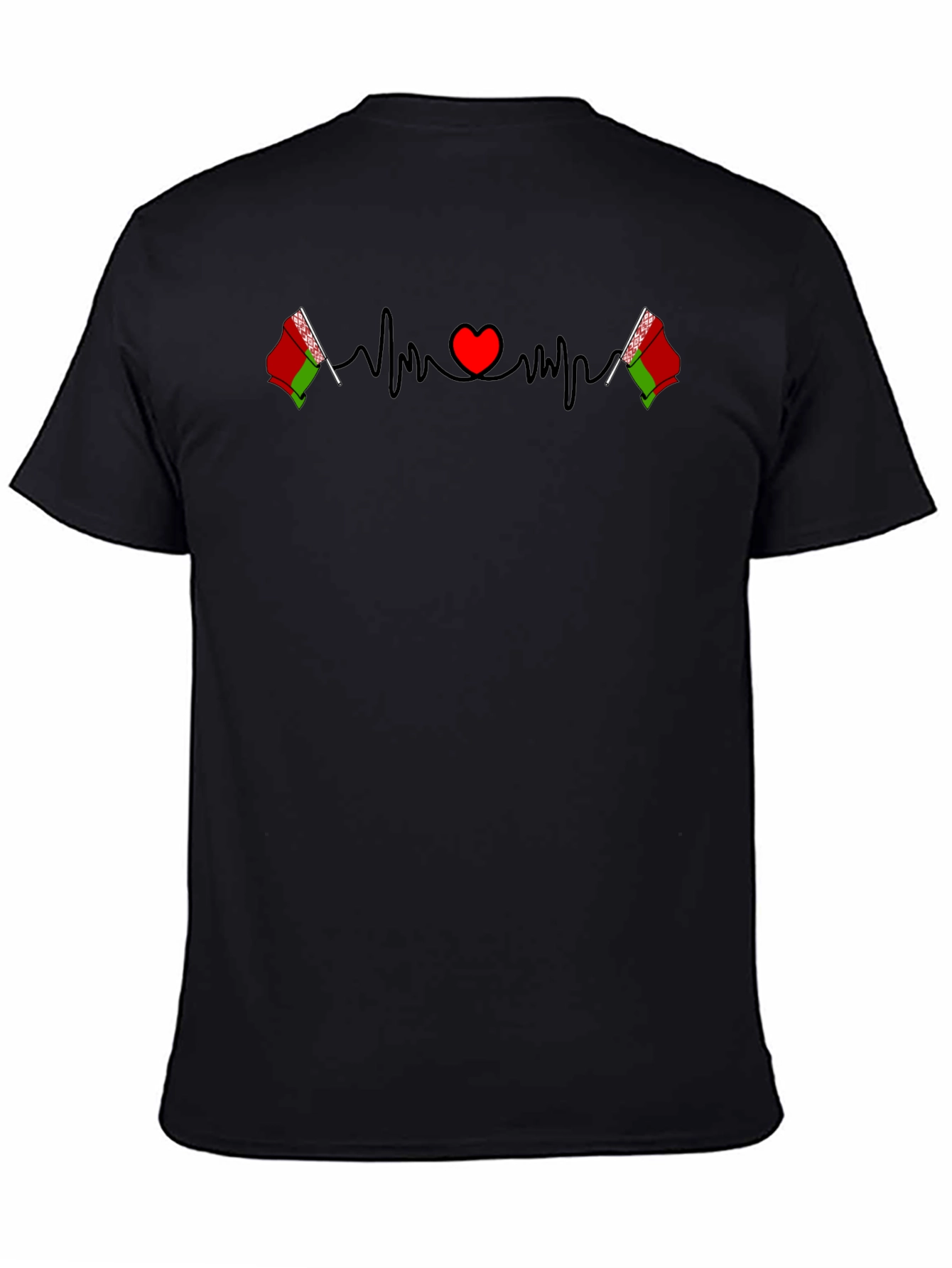 Belarus Heartbeat Flag Black T-Shirt