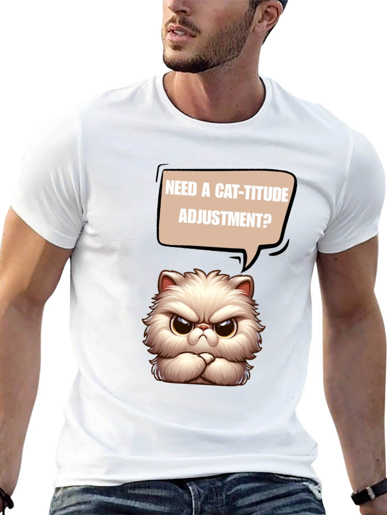 Cat-itude T-Shirt - Funny Grumpy Cat Design