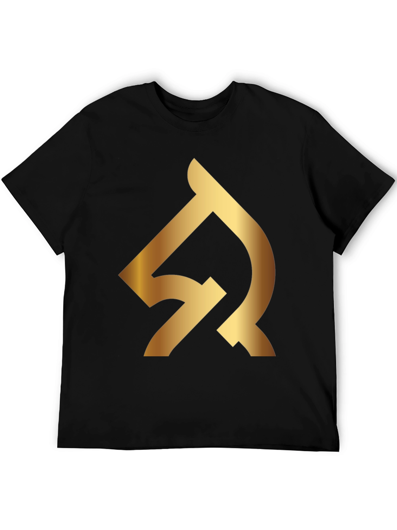 Black T-Shirt with Gold Abstract Logo