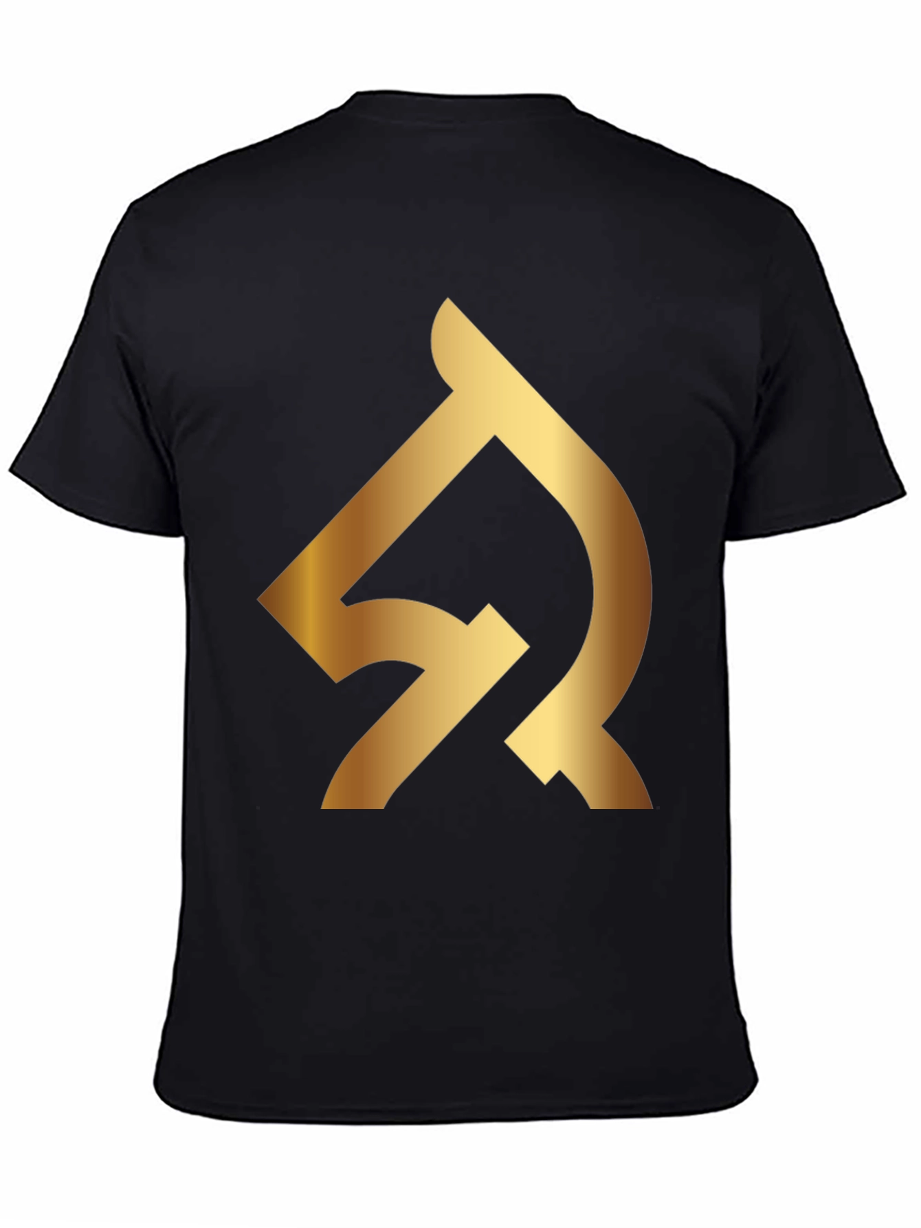 Black T-Shirt with Gold Abstract Logo