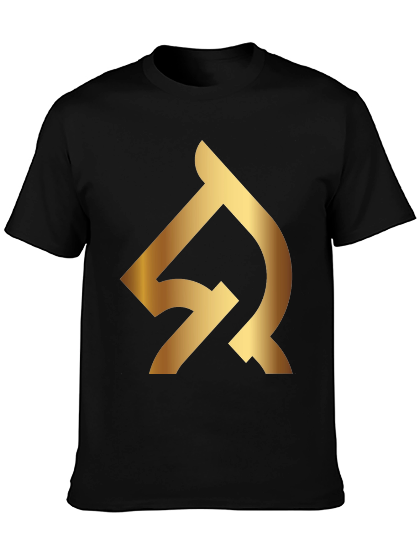 Black T-Shirt with Gold Abstract Logo