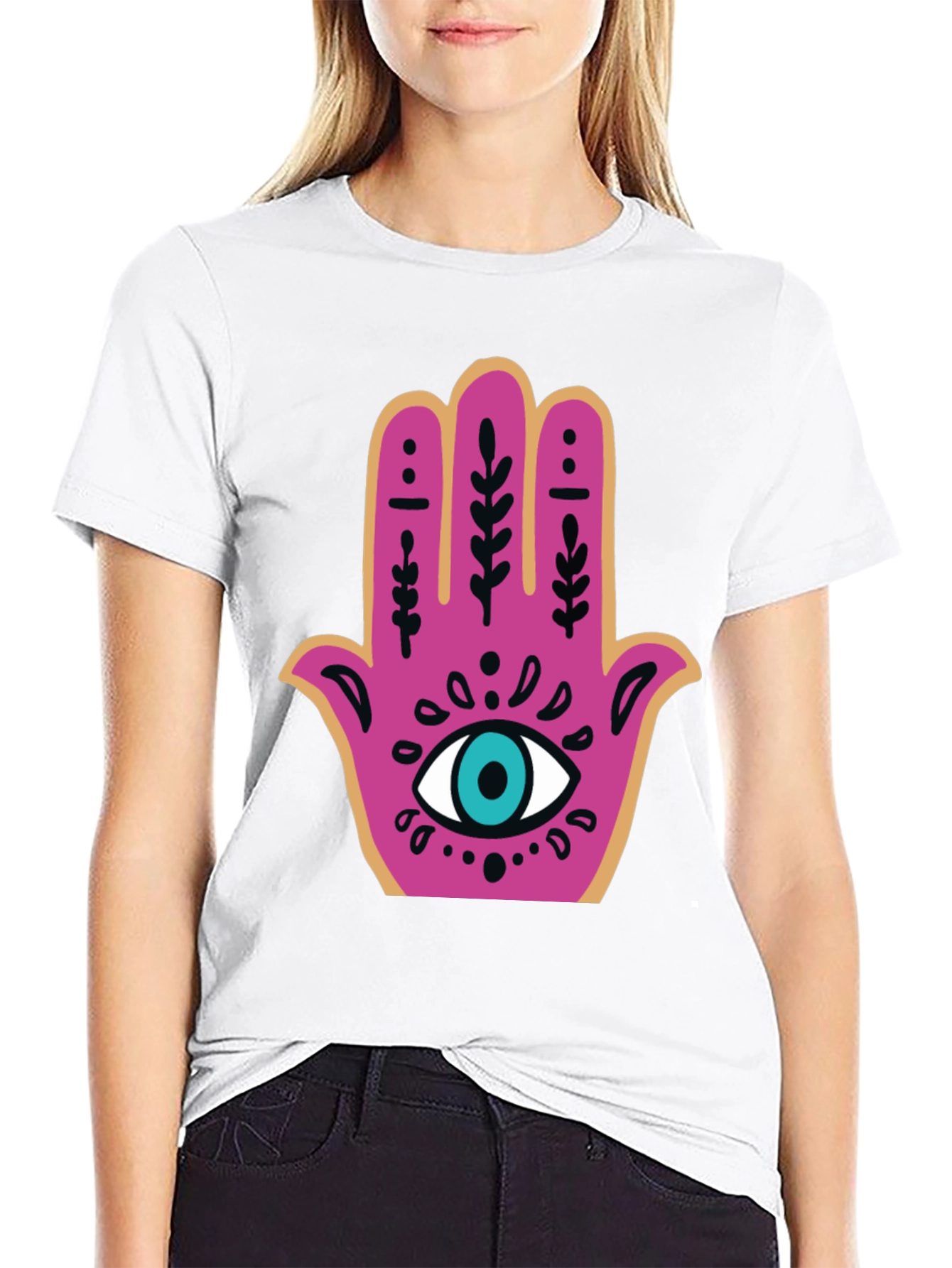 Hamsa Hand Graphic Tee - Stylish Protection