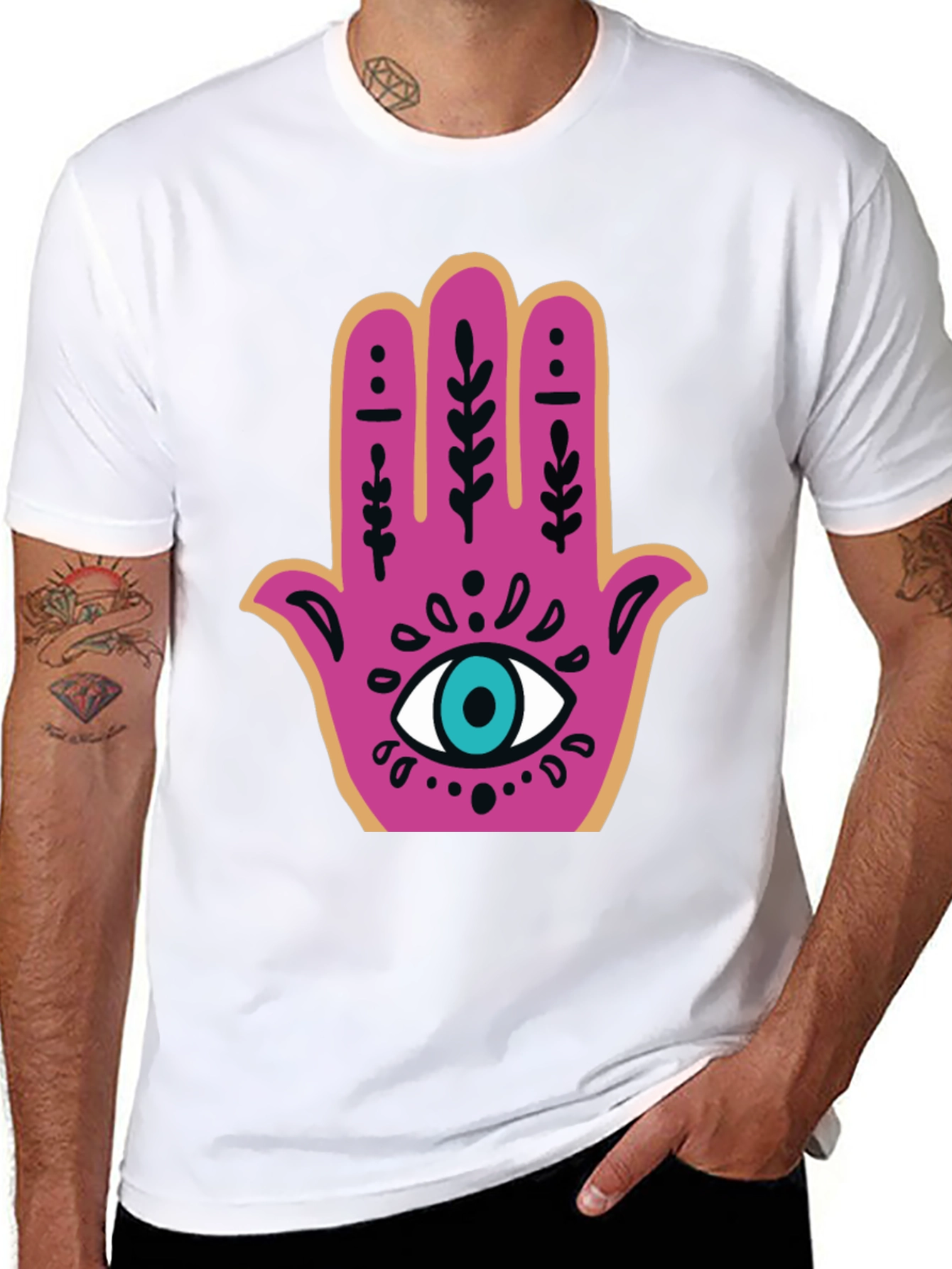 Hamsa Hand Graphic Tee - Stylish Protection