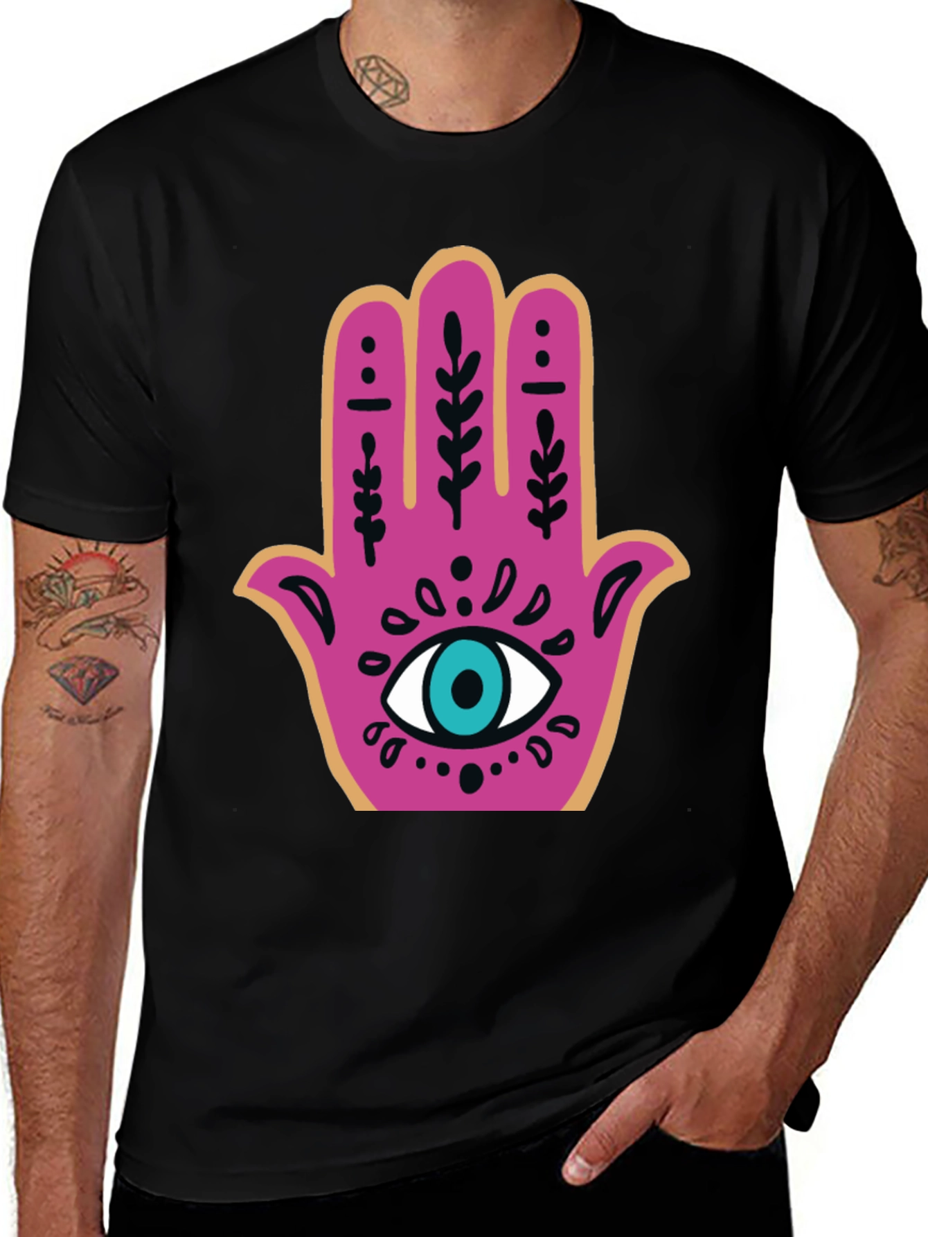 Hamsa Hand Graphic Tee - Stylish Protection