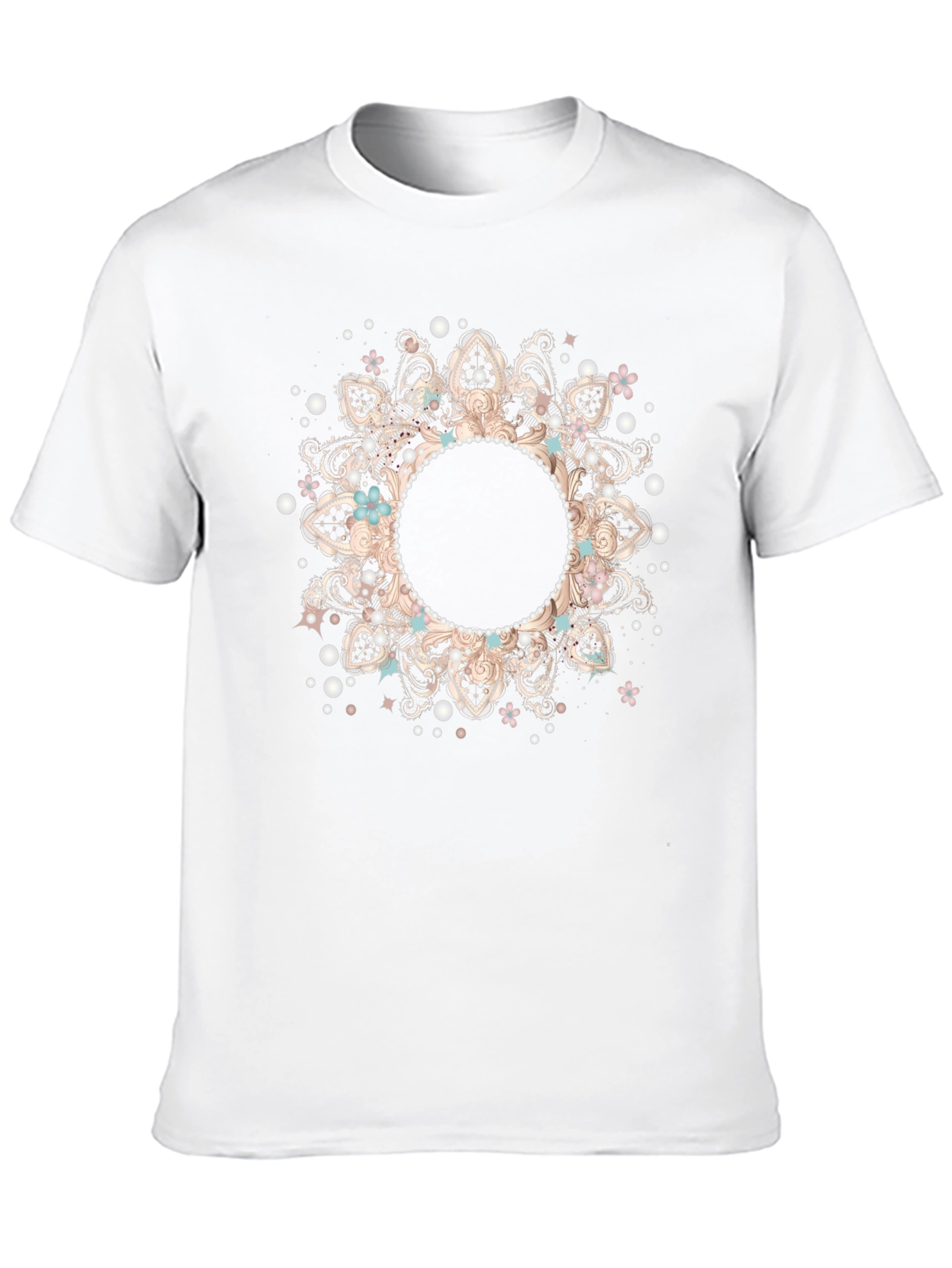 Boho Floral Mandala Black T-Shirt