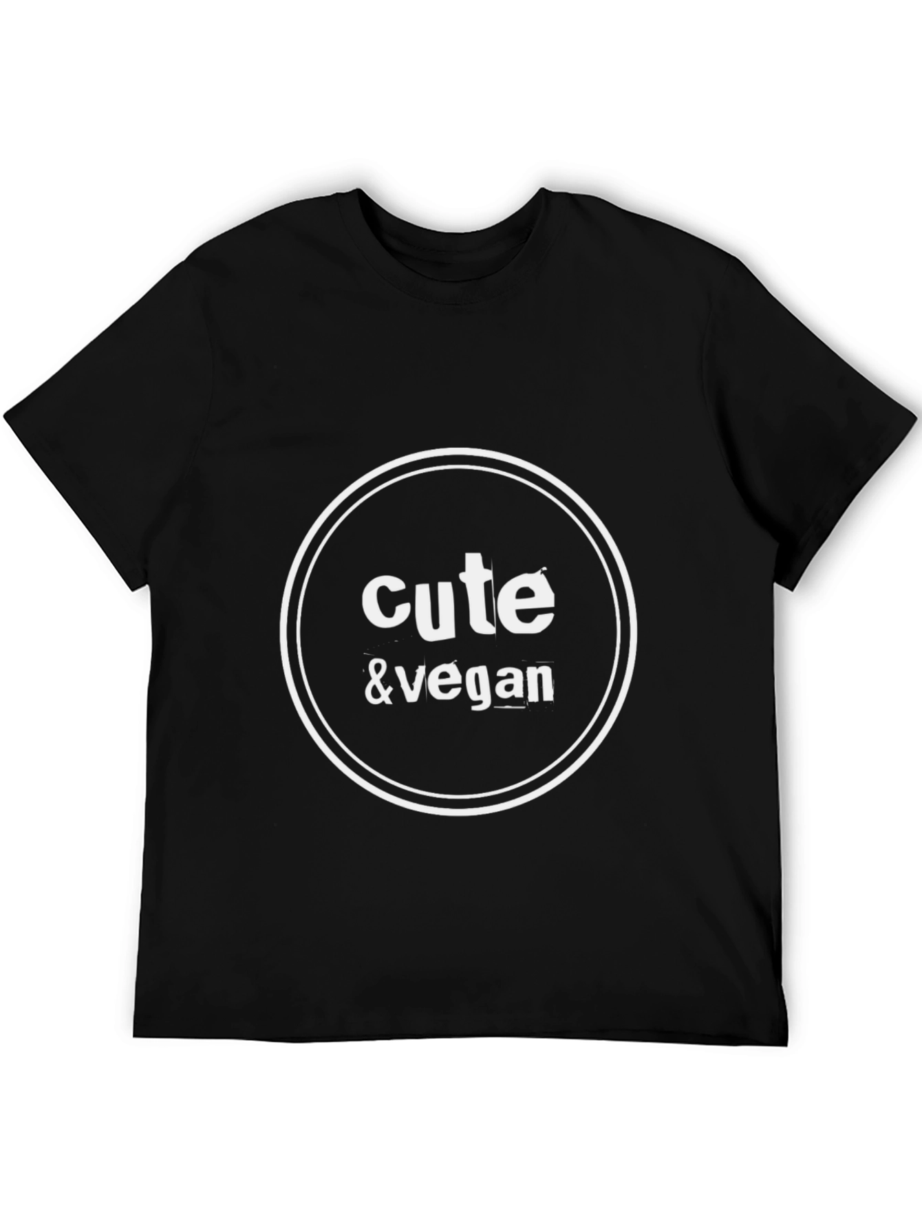 Cute & Vegan Graphic T-Shirt - Black Cotton Blend