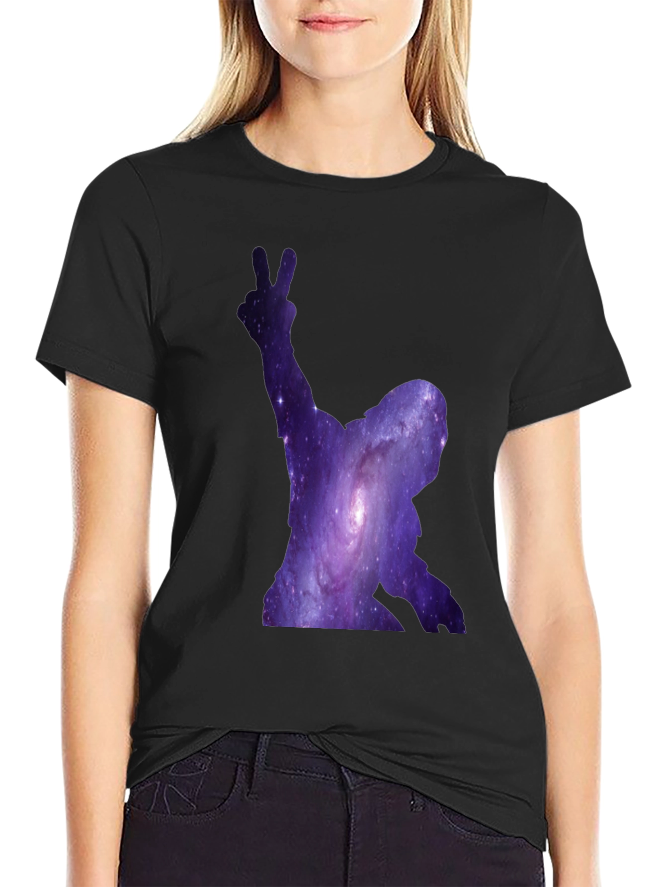 Cosmic Silhouette Tee - Galaxy Design Black T-Shirt
