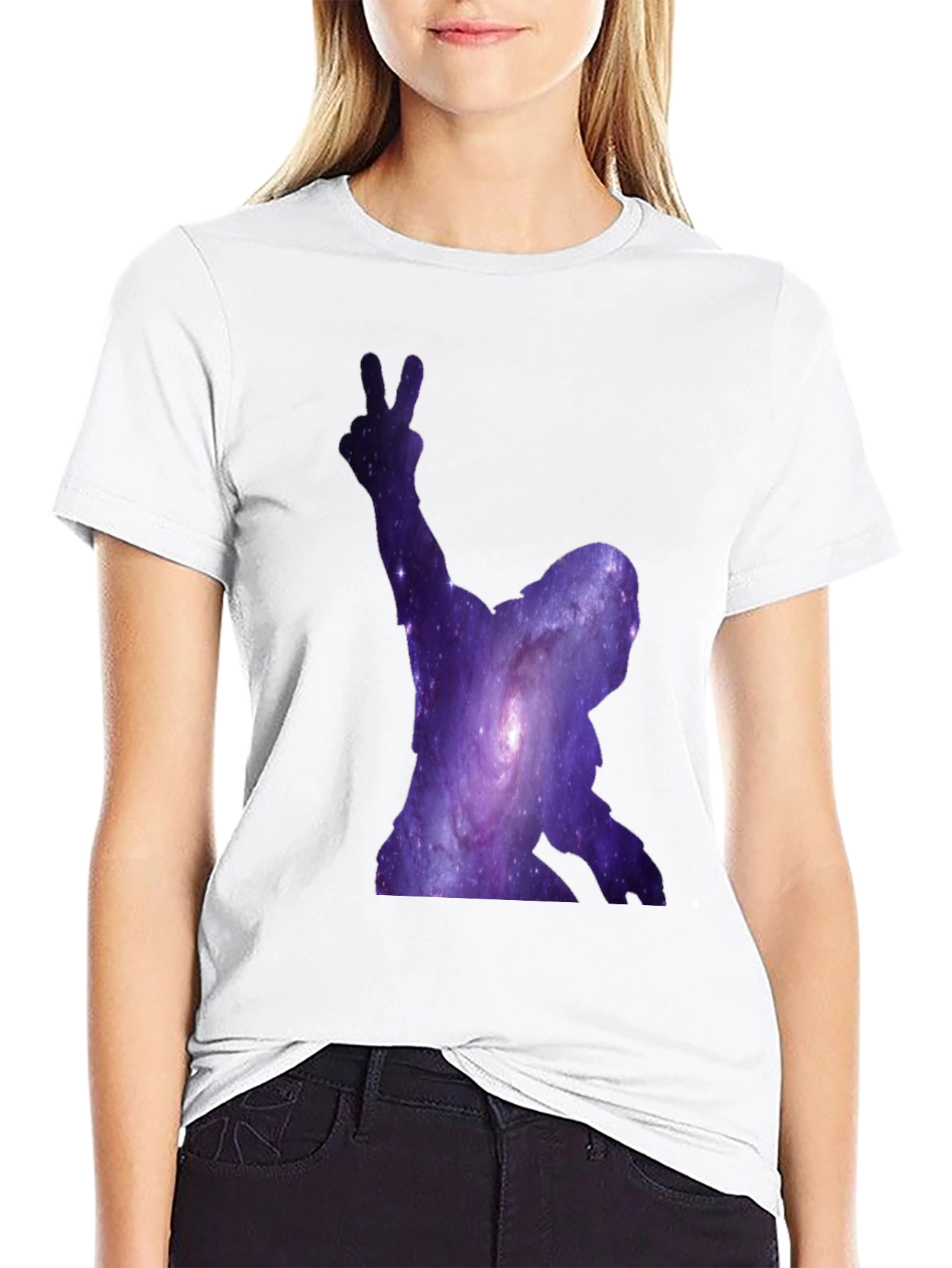 Cosmic Silhouette Tee - Galaxy Design Black T-Shirt