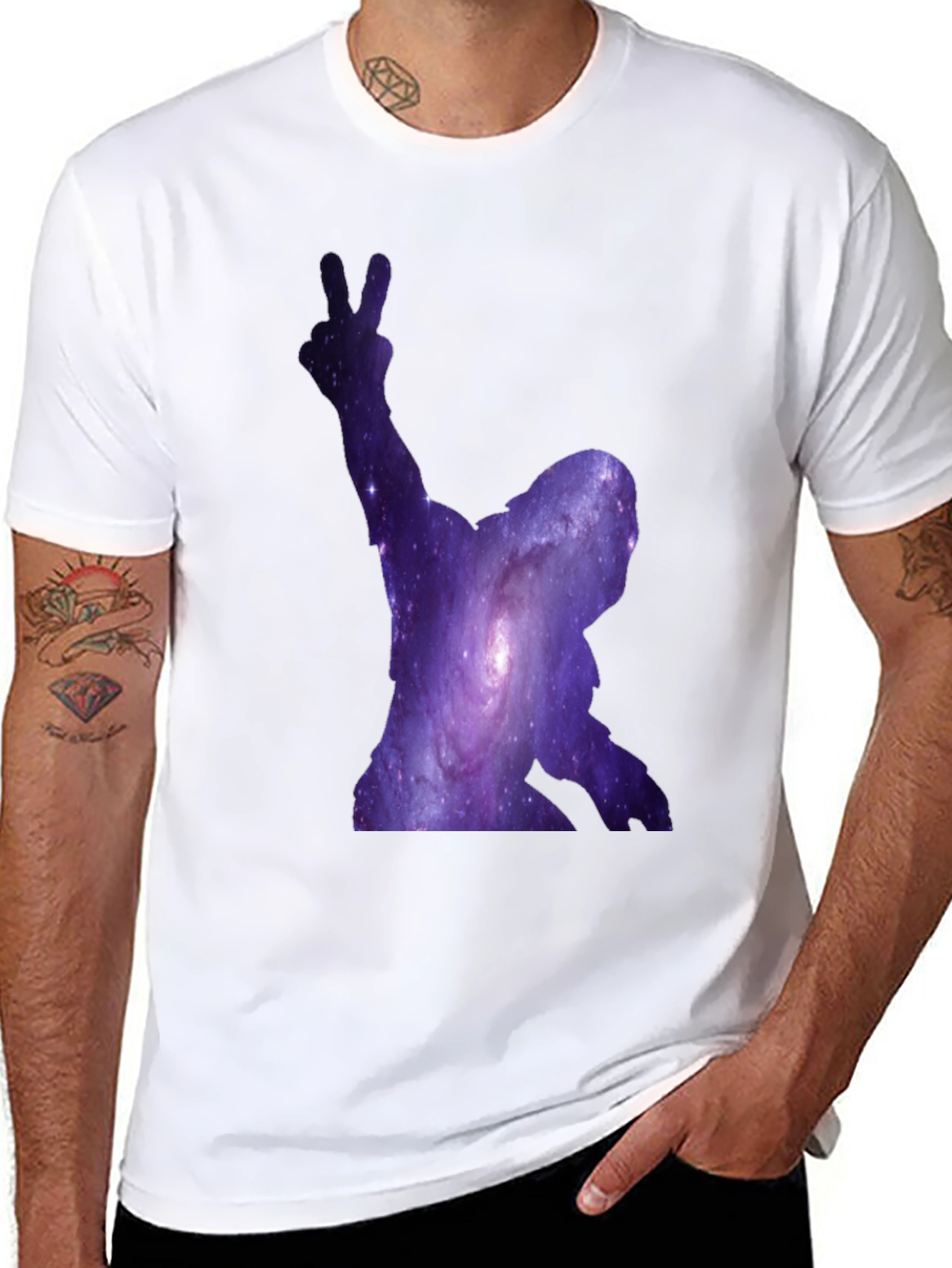 Cosmic Silhouette Tee - Galaxy Design Black T-Shirt