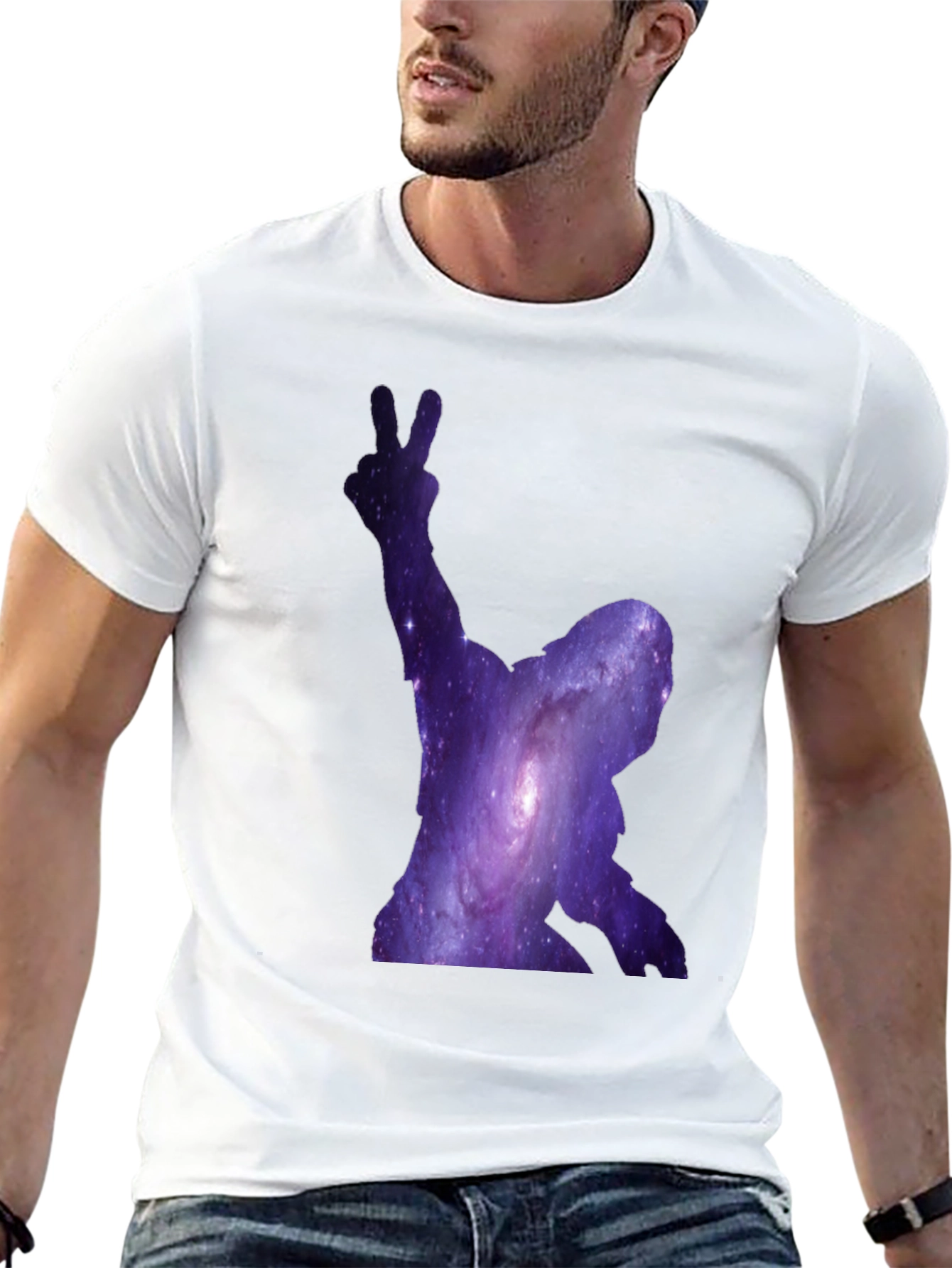 Cosmic Silhouette Tee - Galaxy Design Black T-Shirt