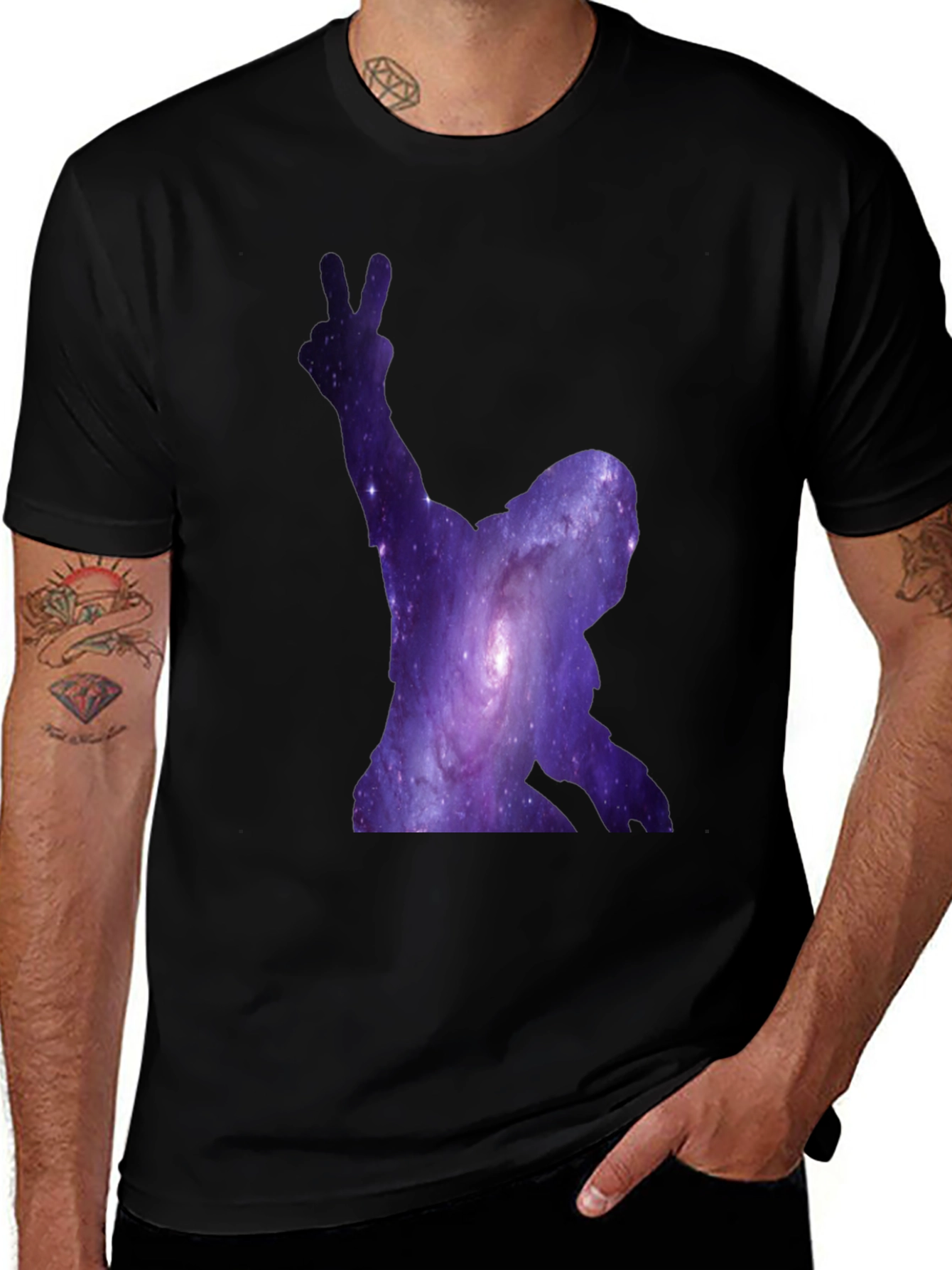 Cosmic Silhouette Tee - Galaxy Design Black T-Shirt