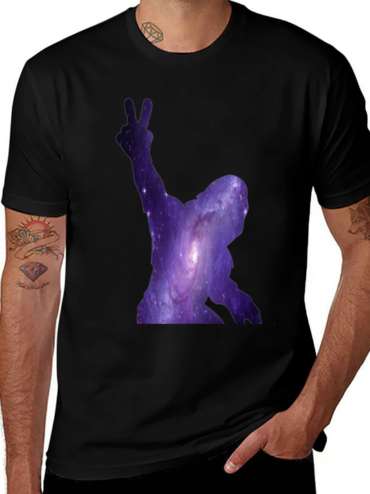 Cosmic Silhouette Tee - Galaxy Design Black T-Shirt