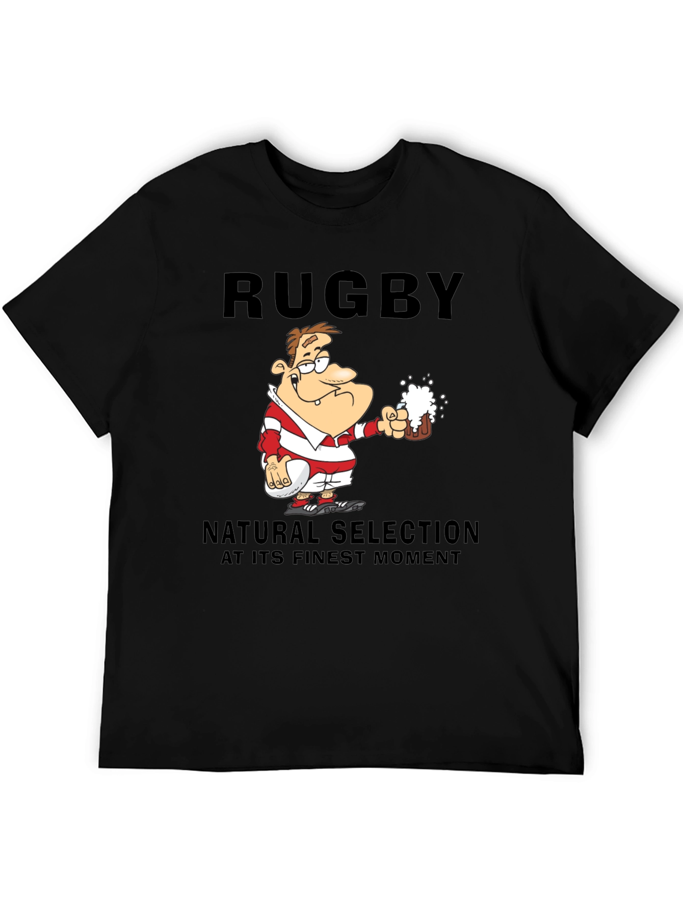 Rugby Beer T-Shirt: Natural Selection Humor Tee